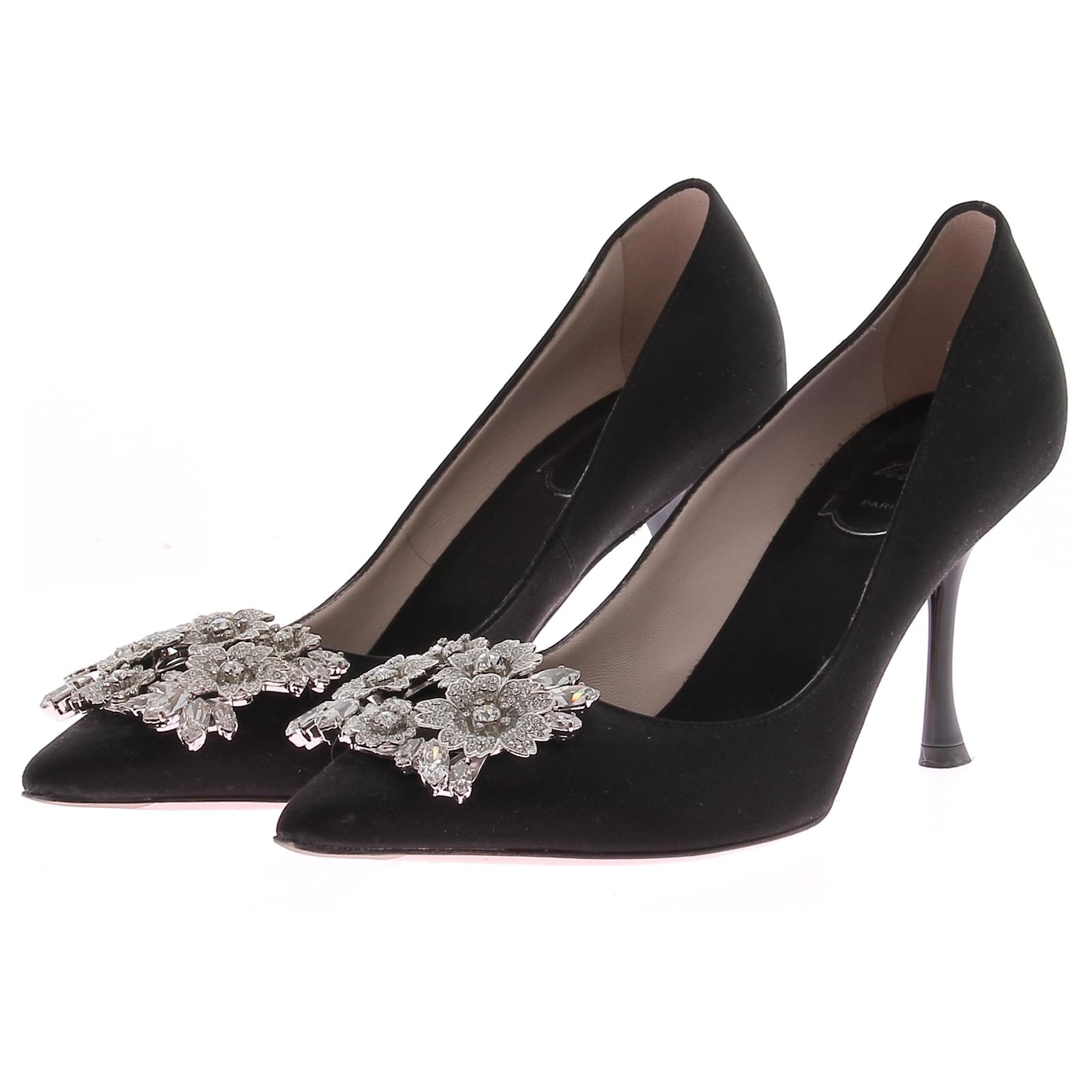 ROGER VIVIER Absätze 38 Stoff Schwarz Leinwand