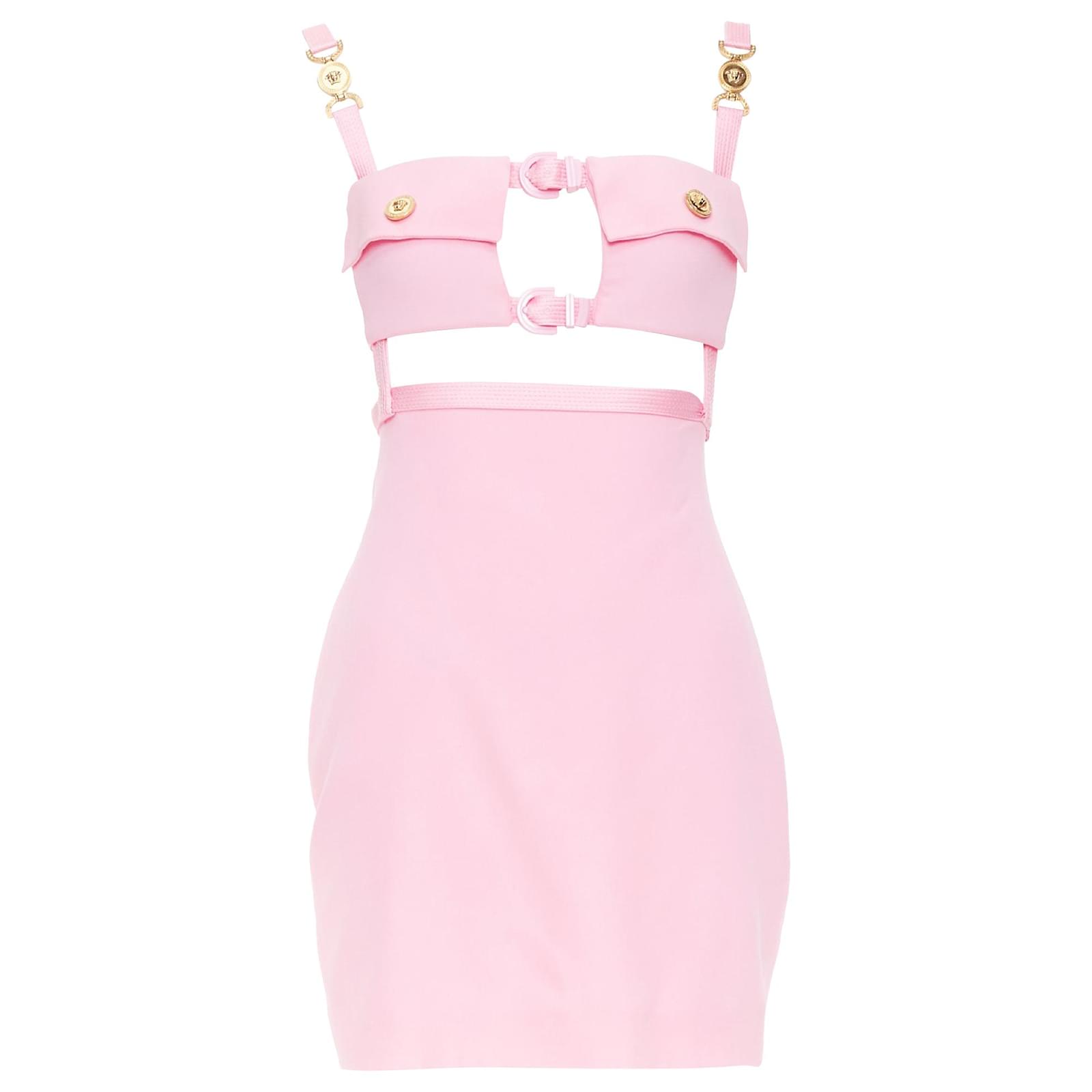 Vestido de bondage con bolsillo La Vacanza de Versace Rosa Acetato