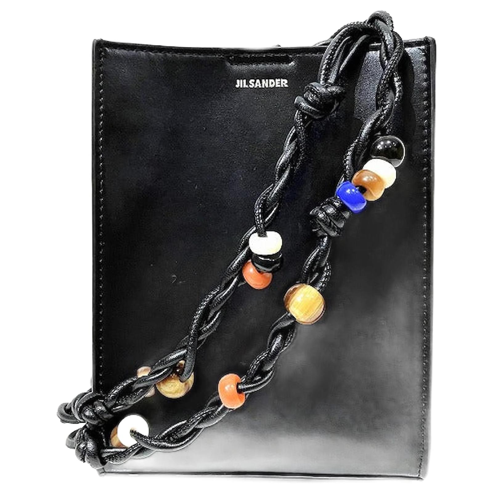 Jil Sander Tangle Small Beads Shoulder Bag Black Leather ref