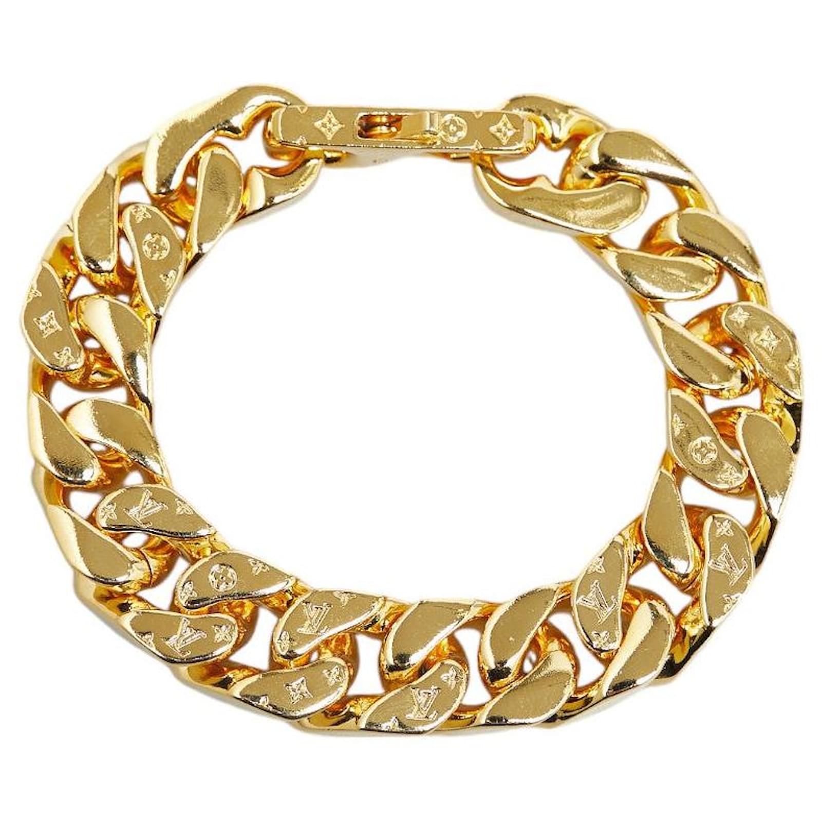 Louis Vuitton Monogram Chain Links Bracelet M00305 Golden Metallic