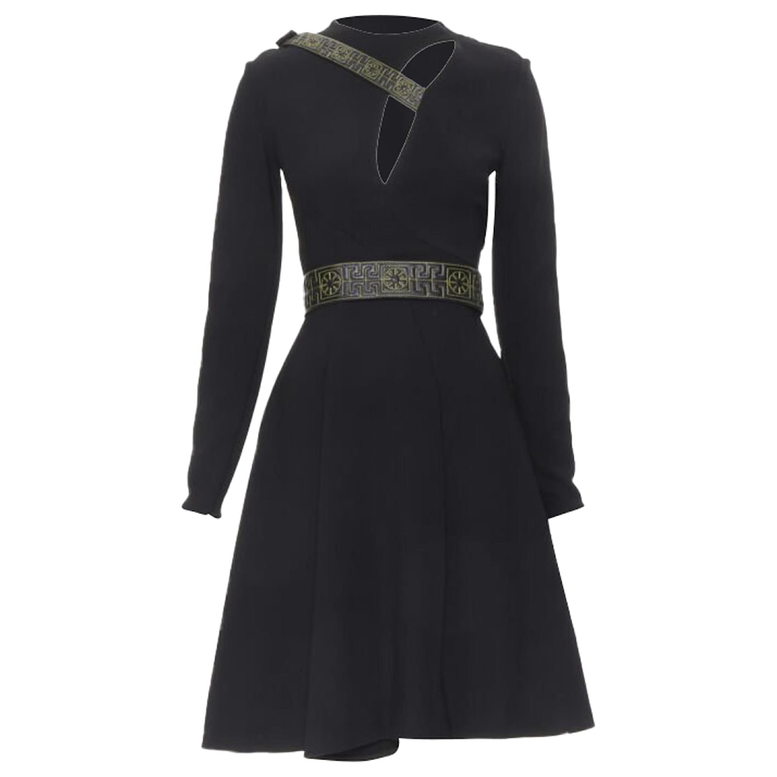 Correa de arnés de cuero Greca de Versace para vestido libre Negro