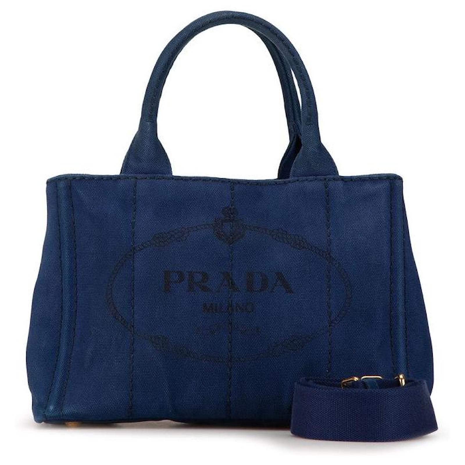 Prada Canapa SS Logo Canvas Handbag Blue Cloth ref.1898333 - Joli 