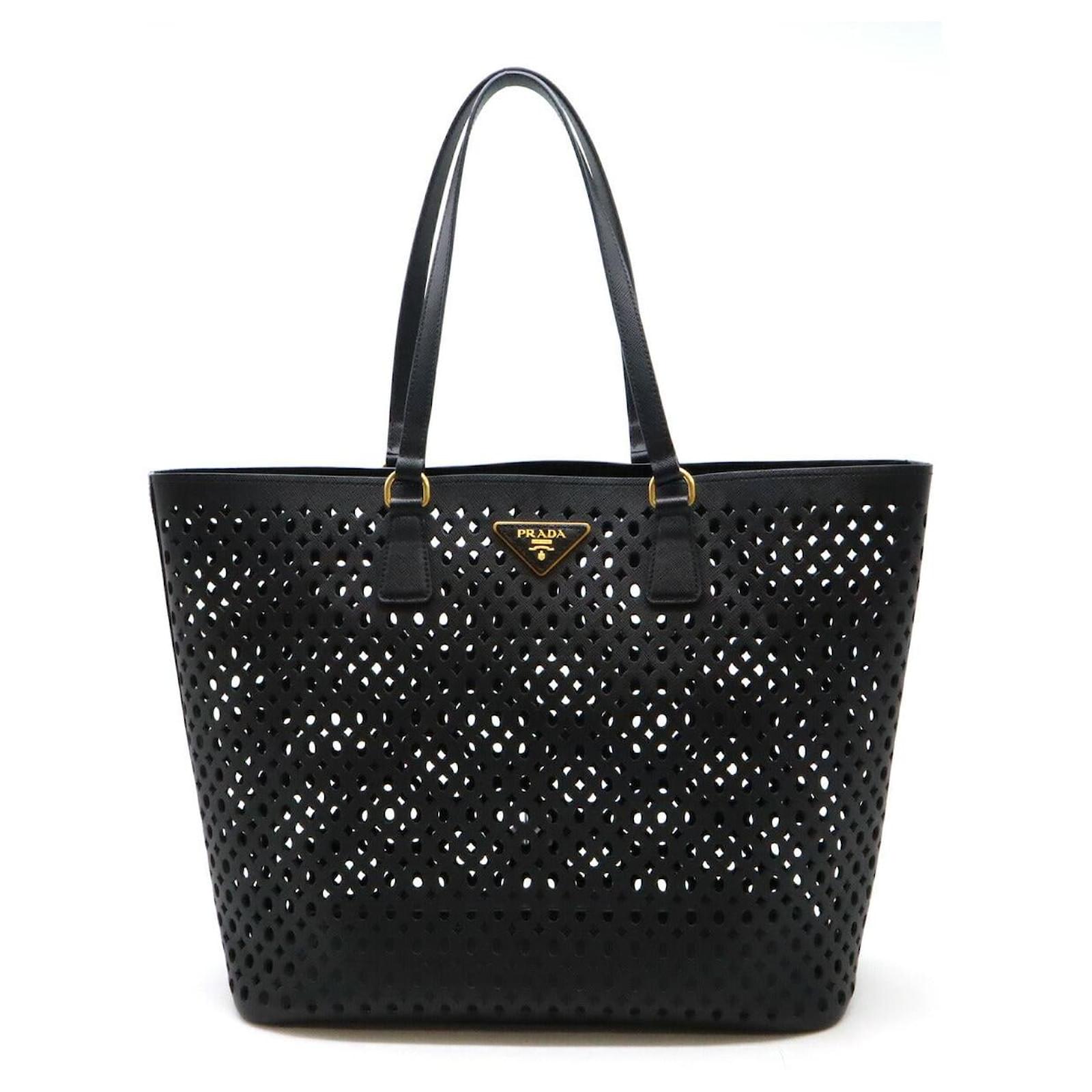 Prada Leather Punching Tote Bag Black ref.1898527 - Joli Closet