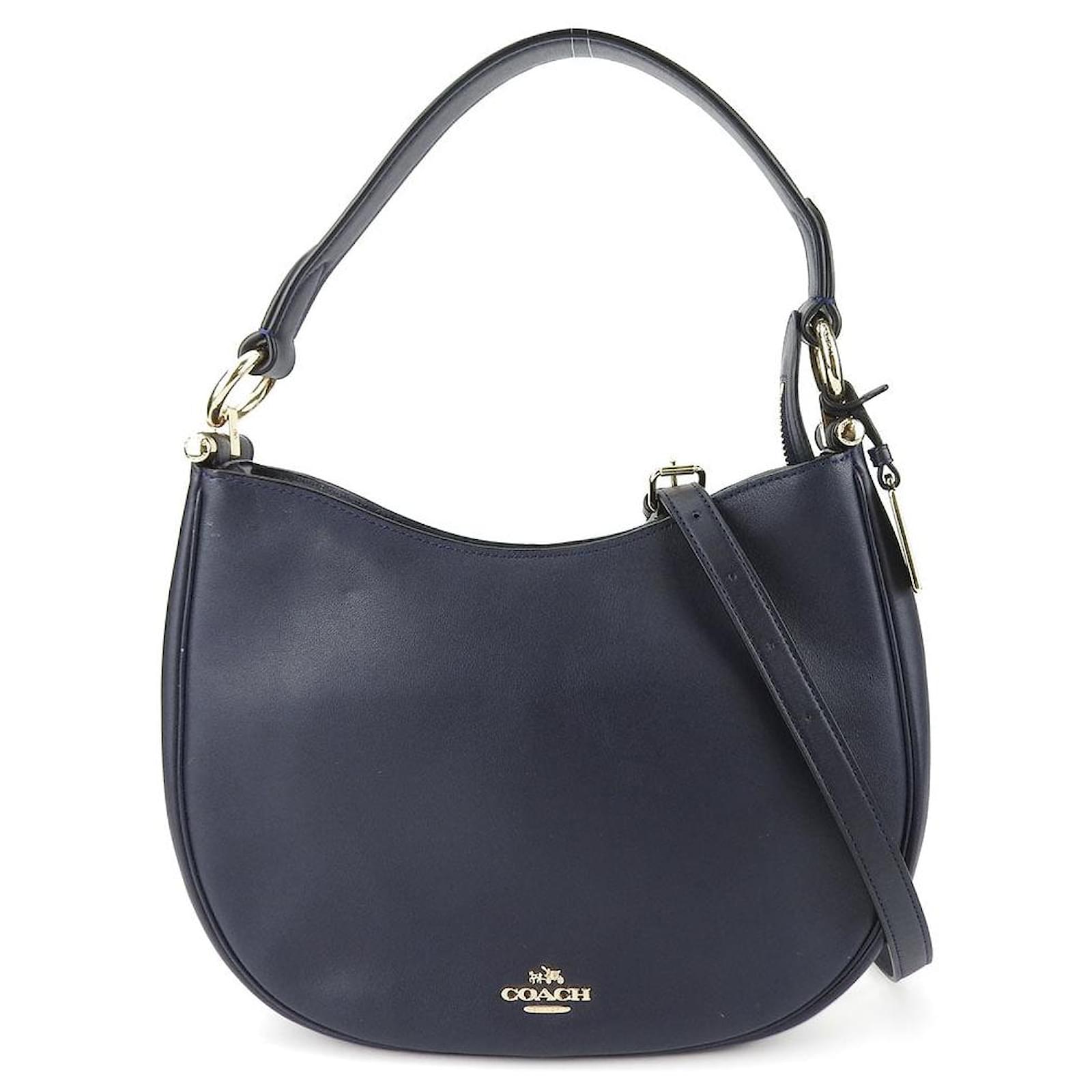 USED COACH Leather Shoulder Bag 54446 Navy Blue ref.JC1898827
