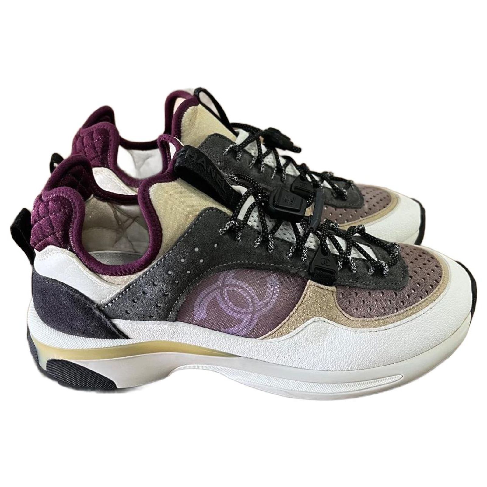 Wmns White Grey Purple Chanel Sneakers Cloth ref.JC1900441 (Sold