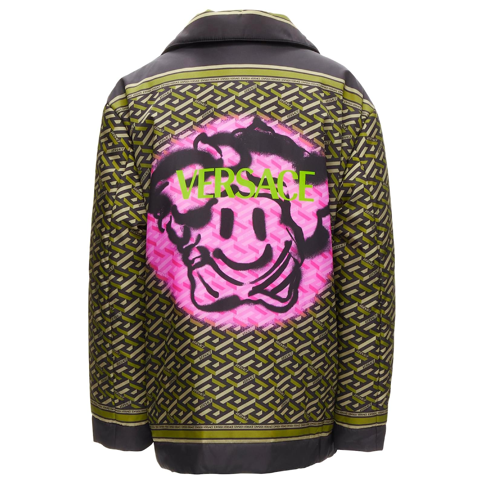 Versace La Greca Graffiti Medusa Smiley padded coat Green