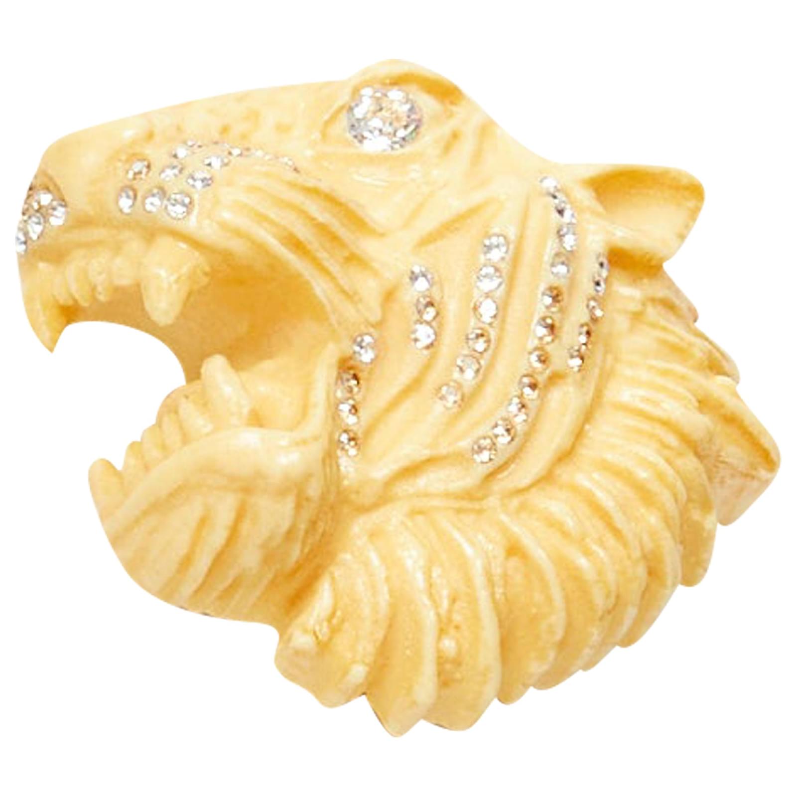 Gucci Alessandro Michele resin crystal Tiger head brooch