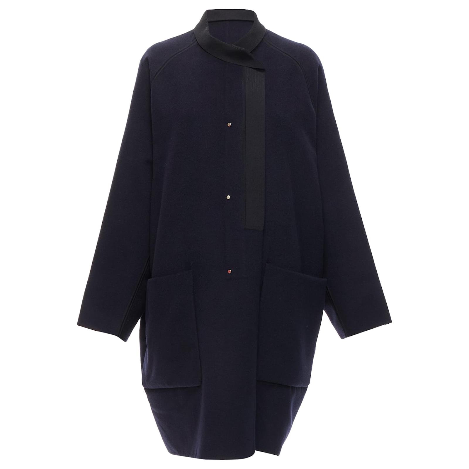 Hermès Hermes Martin Margiela double faced cashmere coat Blue Navy