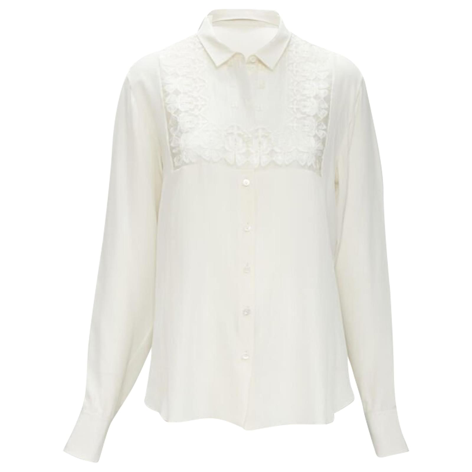 Christian Dior silk sheer floral embroidery long sleeve shirt 