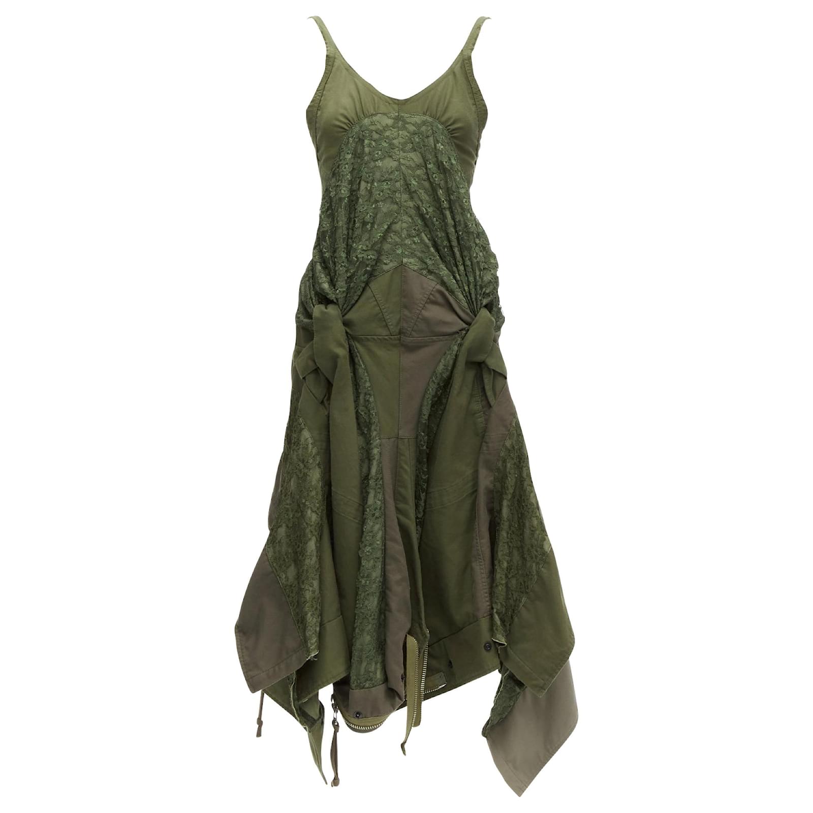 Junya Watanabe military lace deconstructed dress Green Cotton ref