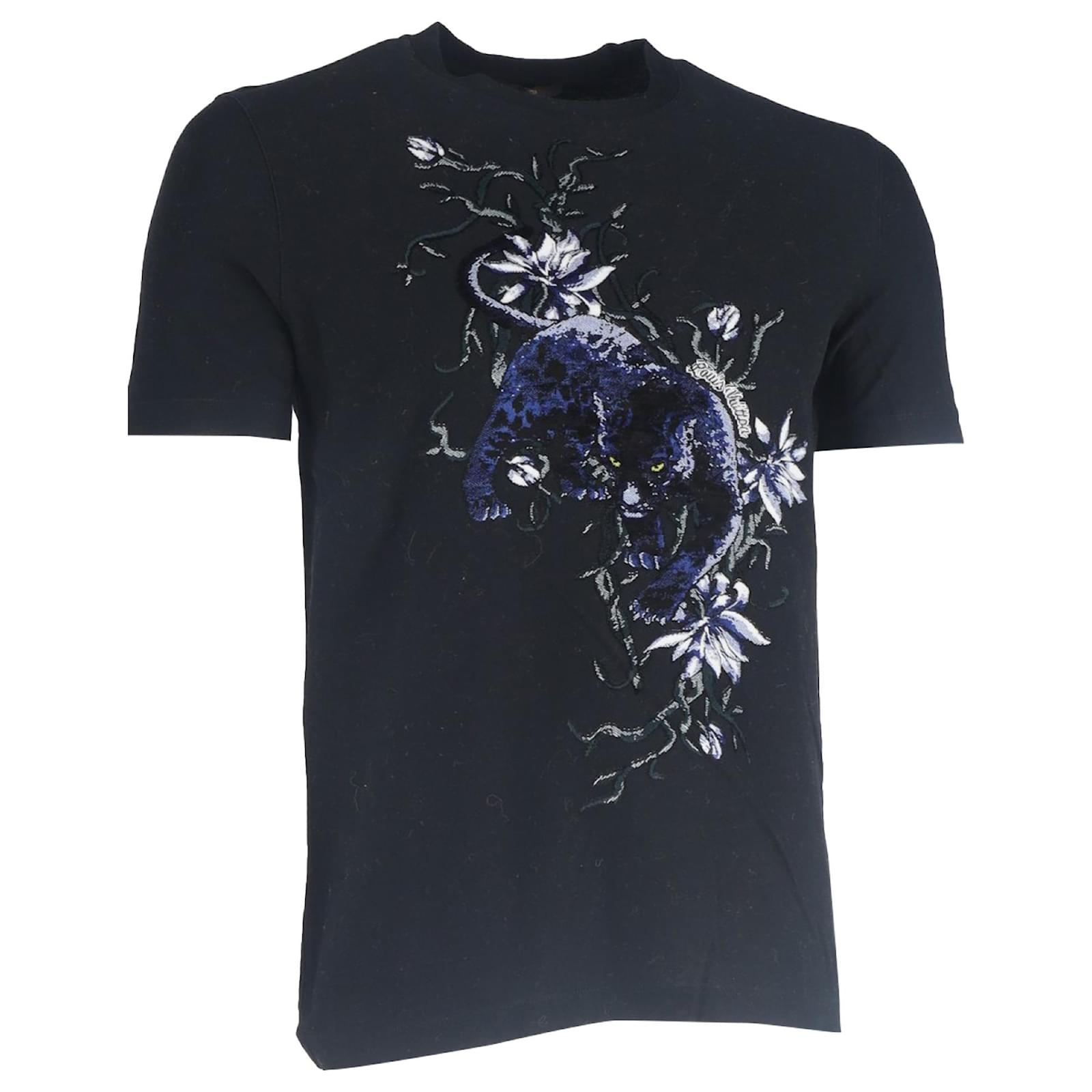 LOUIS VUITTON - ❤︎black panthar❤︎ Louis Vuitton Panther Embroidered Crewneck T-Shirt in Black