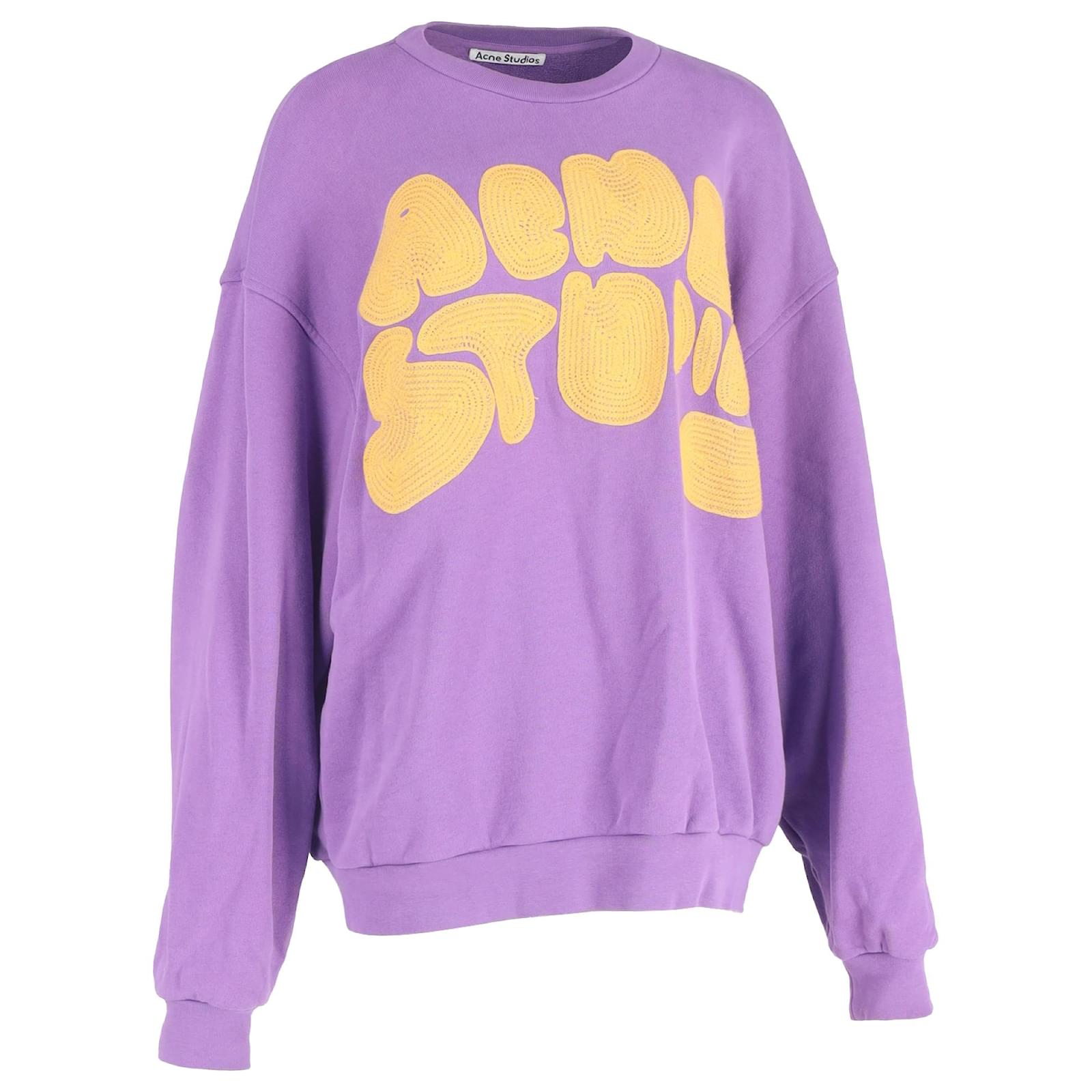 Acne Studios Bubble Logo Crewneck Sweater in Purple Cotton