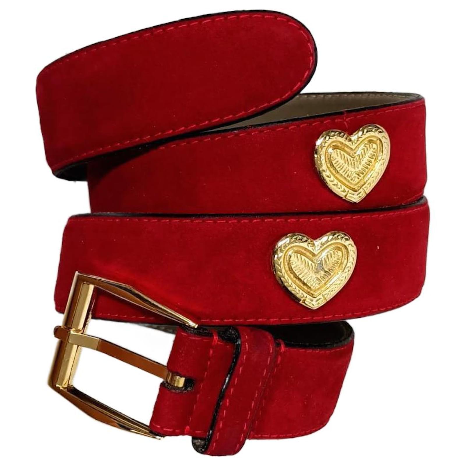 Buckle Ysl Heart Belt Yves Saint Laurent Women Red Belt With