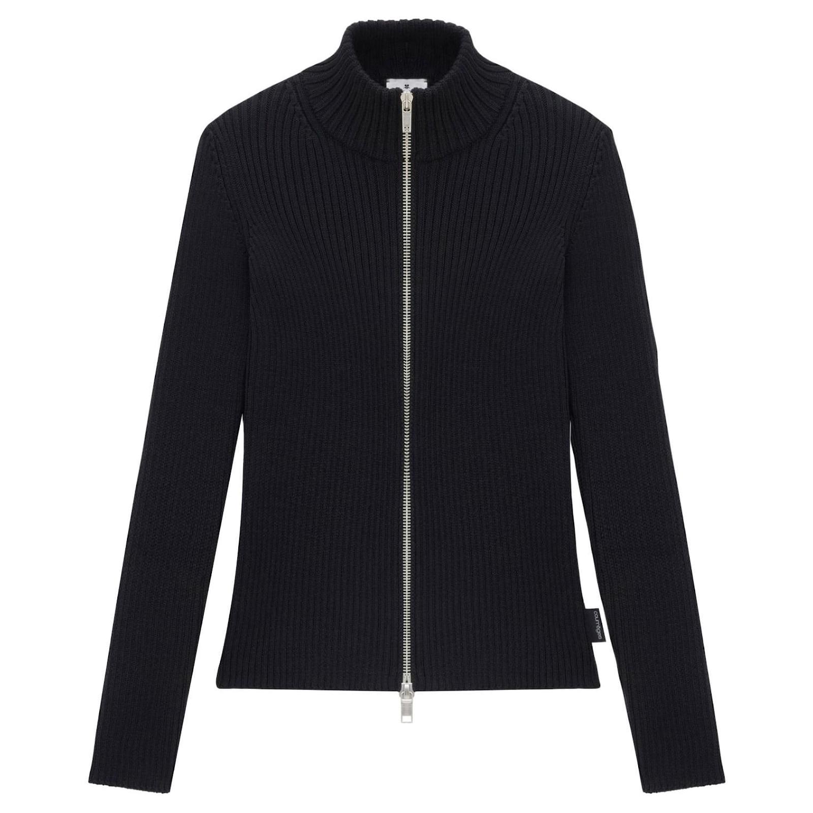 Courreges Courrèges ribbed-knit zip-up cardigan black Cotton ref