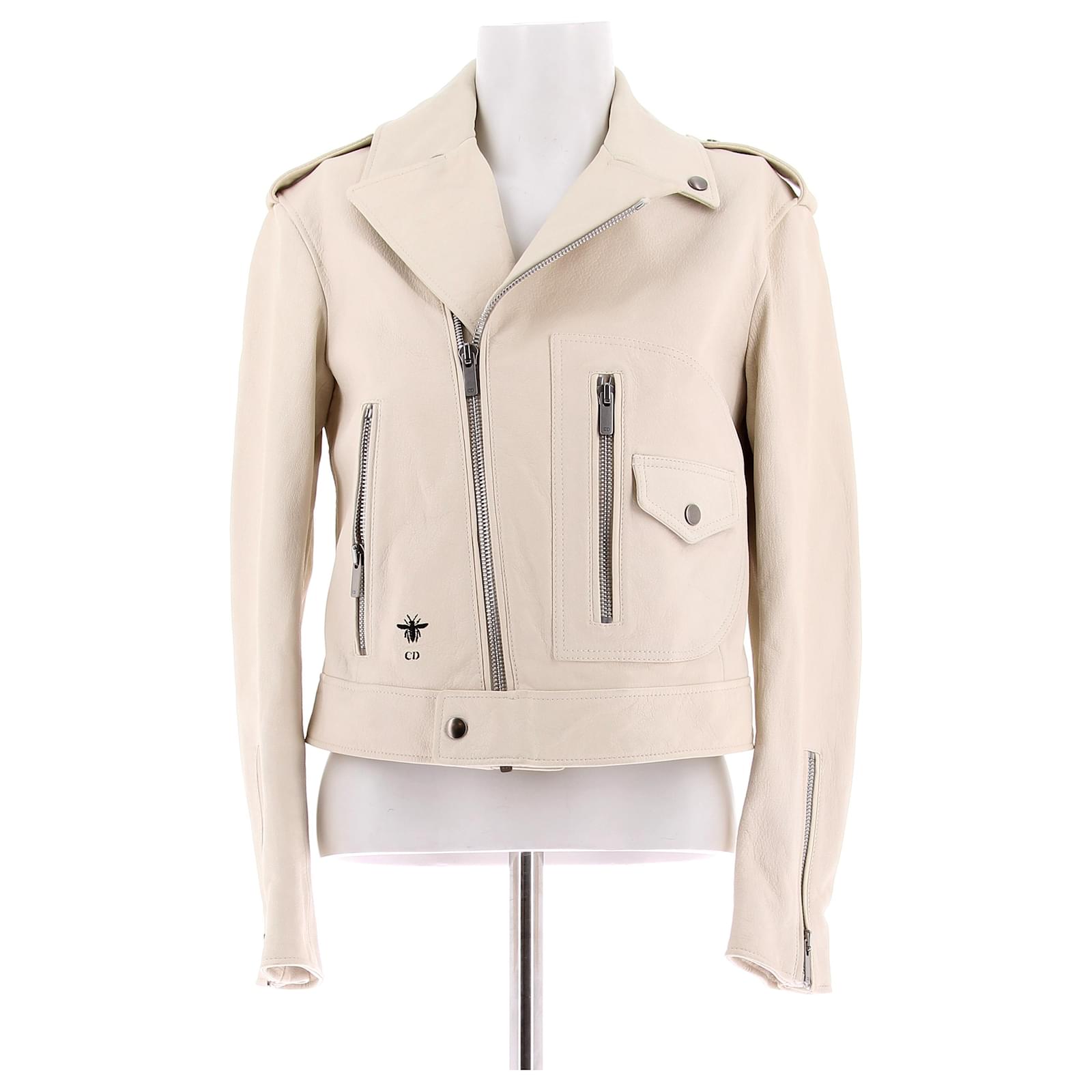 CHRISTIAN DIOR Jackets T.FR 34 Leather Beige ref.1914475 - Joli Closet
