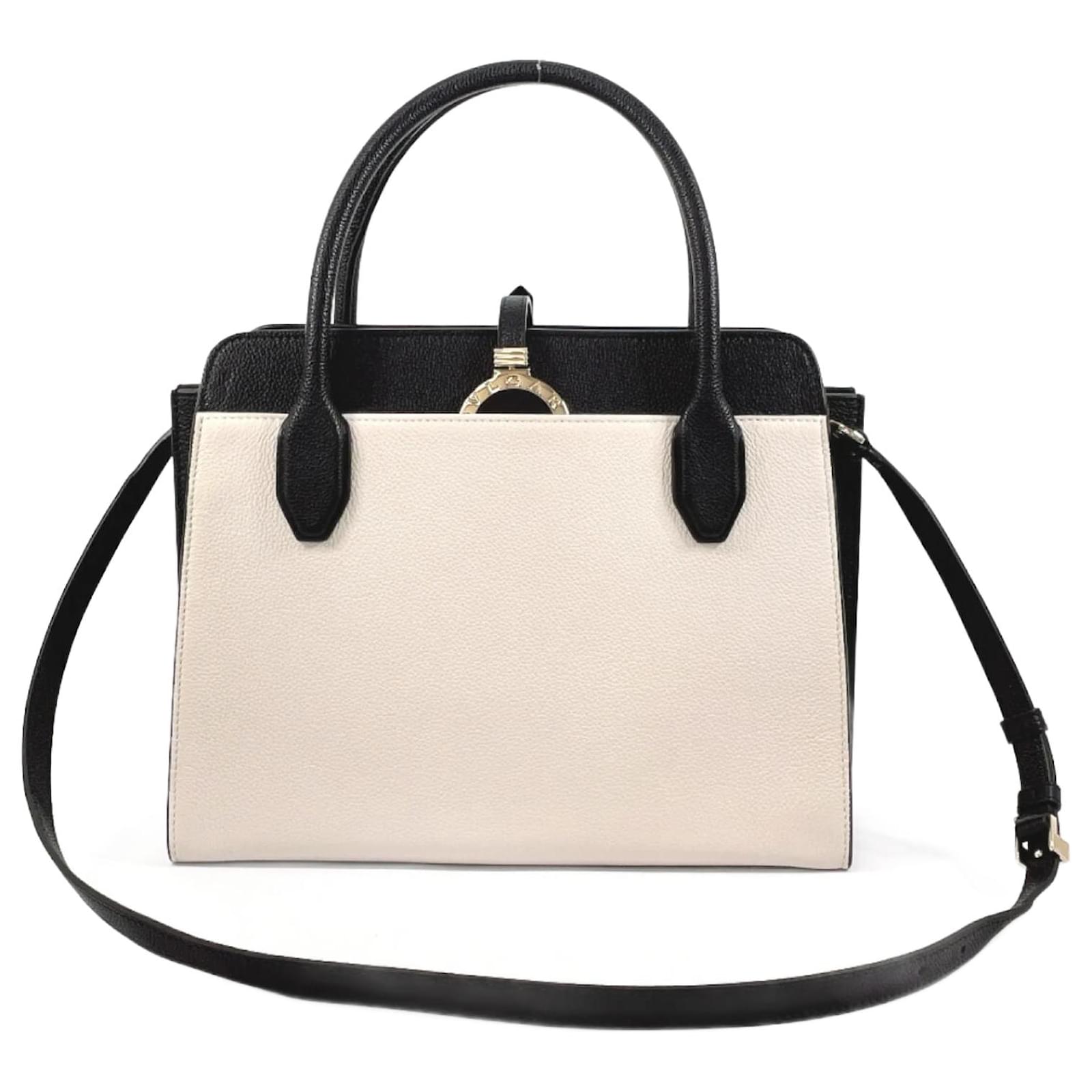 Bulgari Bvlgari Alba 2WAY Tote Bag Black White Leather ref.1915187 