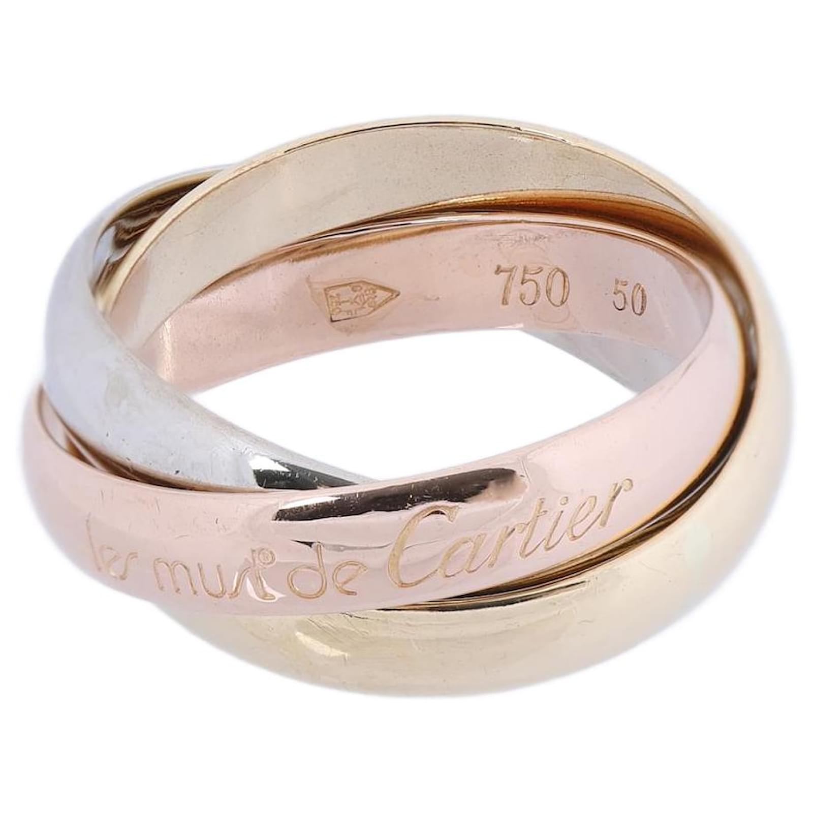 Anillo Trinity Cartier 750 (YG×PG×WG) 7,1 g en tamaño 50 Dorado