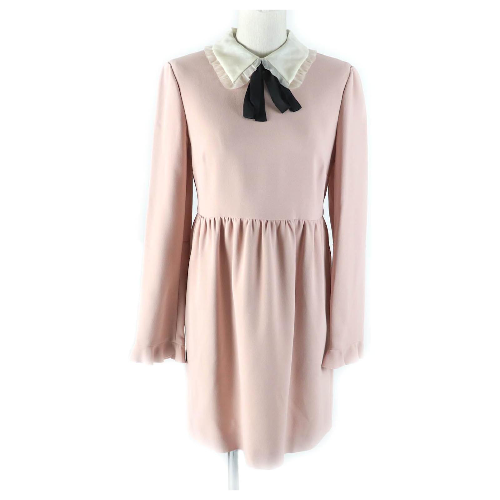 Autre Marque Abito con polsini a volant e fiocco in raso RED