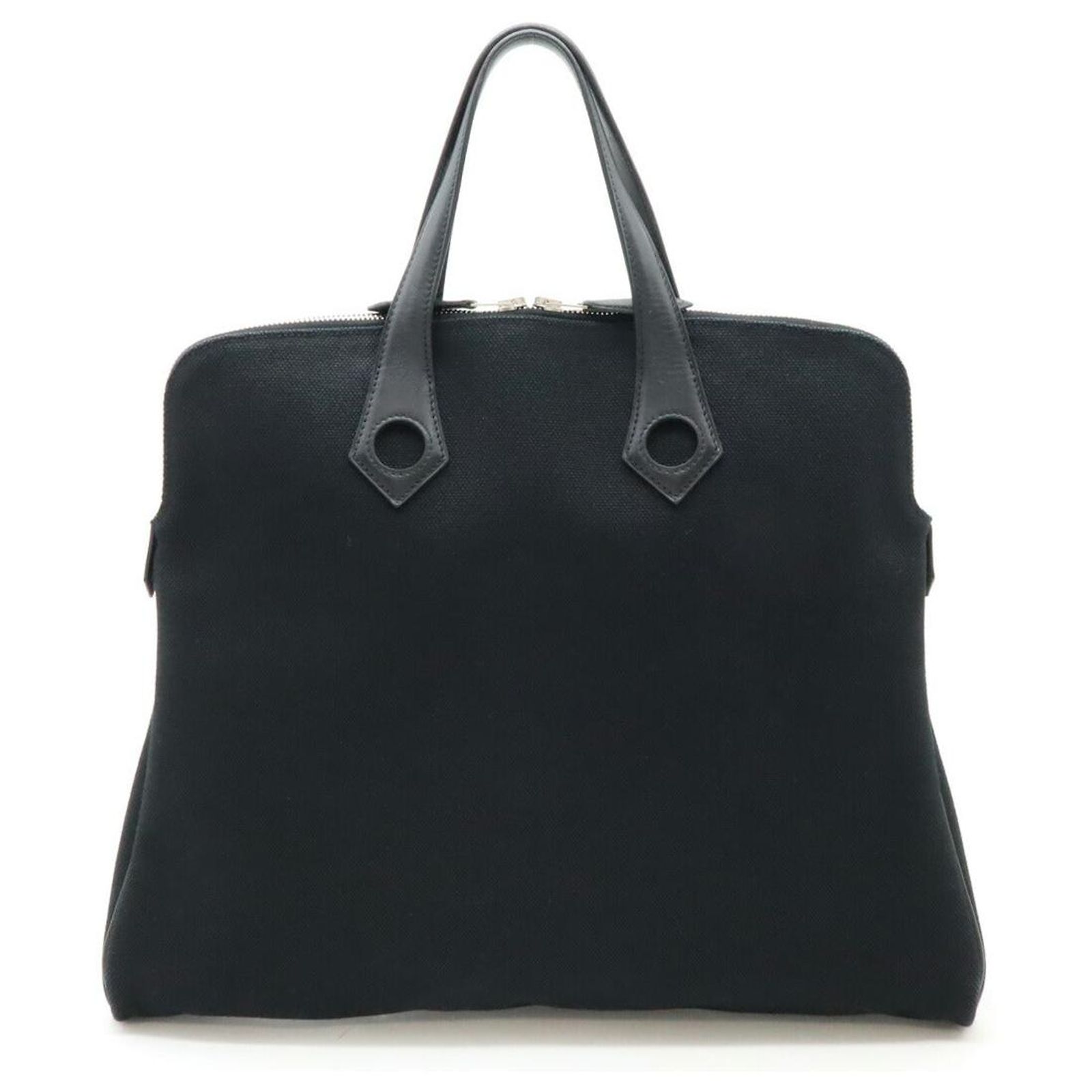 Hermès Hermes Sac Eboo Canvas Leather Handbag Black Cloth ref.1924960 ...