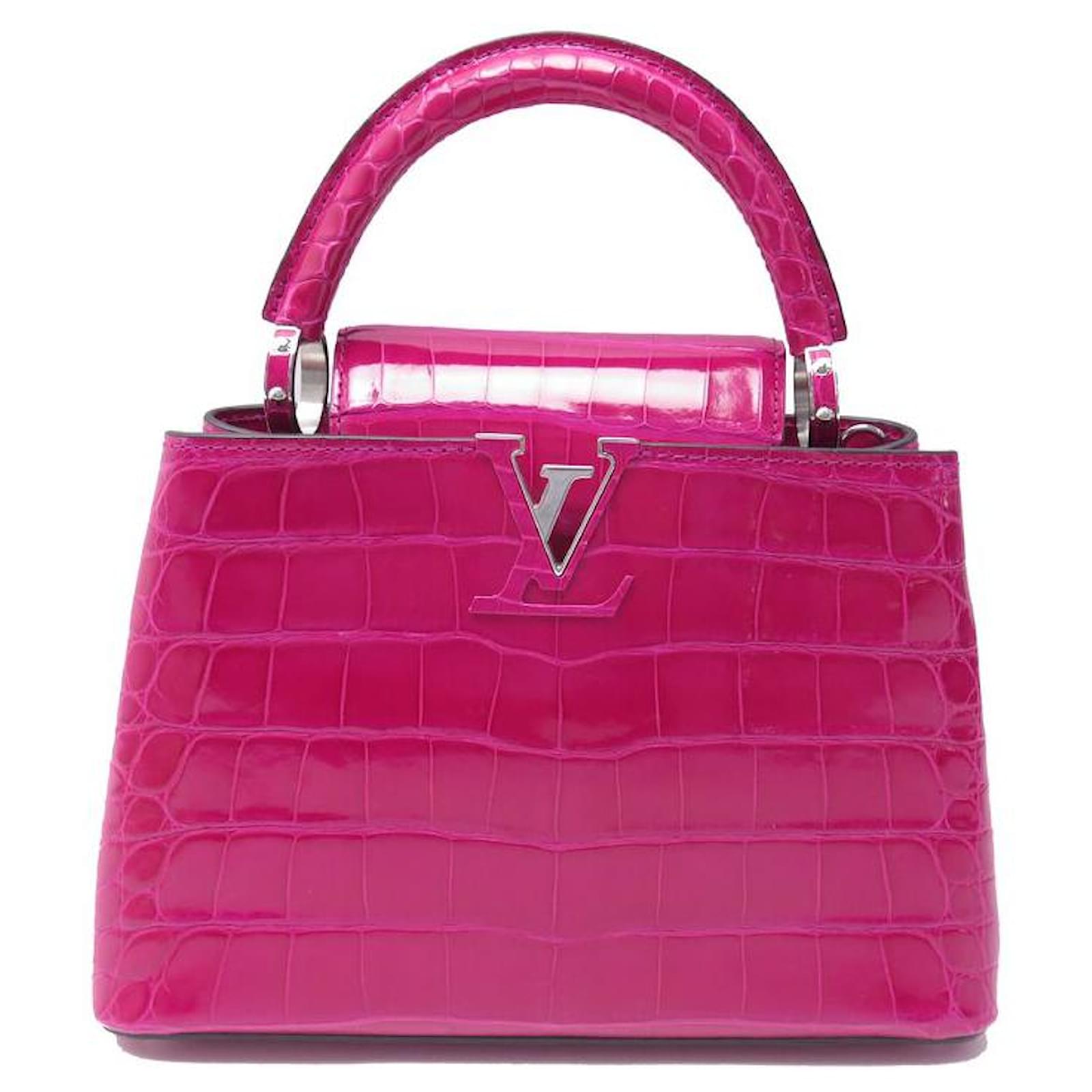 NEW LOUIS VUITTON CAPUCINES BB GATOR LEATHER CROCODILE BAG Fuschia 
