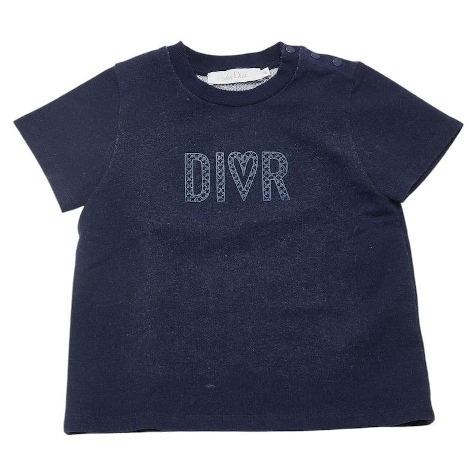 Dior Cotton Polyester Polyurethane T-shirt Kids T-shirt Navy blue