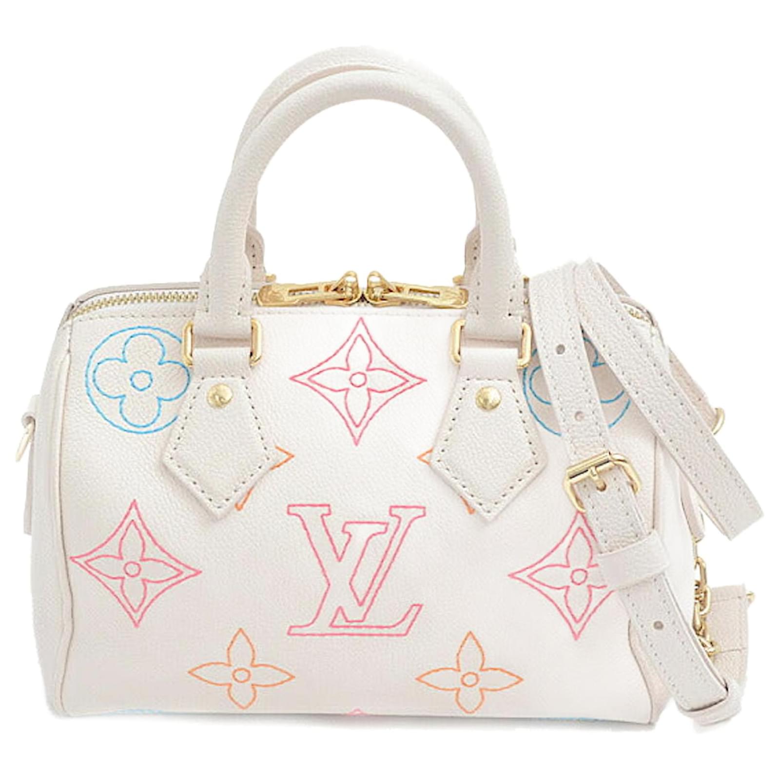 Borsa Louis Vuitton Speedy Bandoulière 20 Bianco Pelle