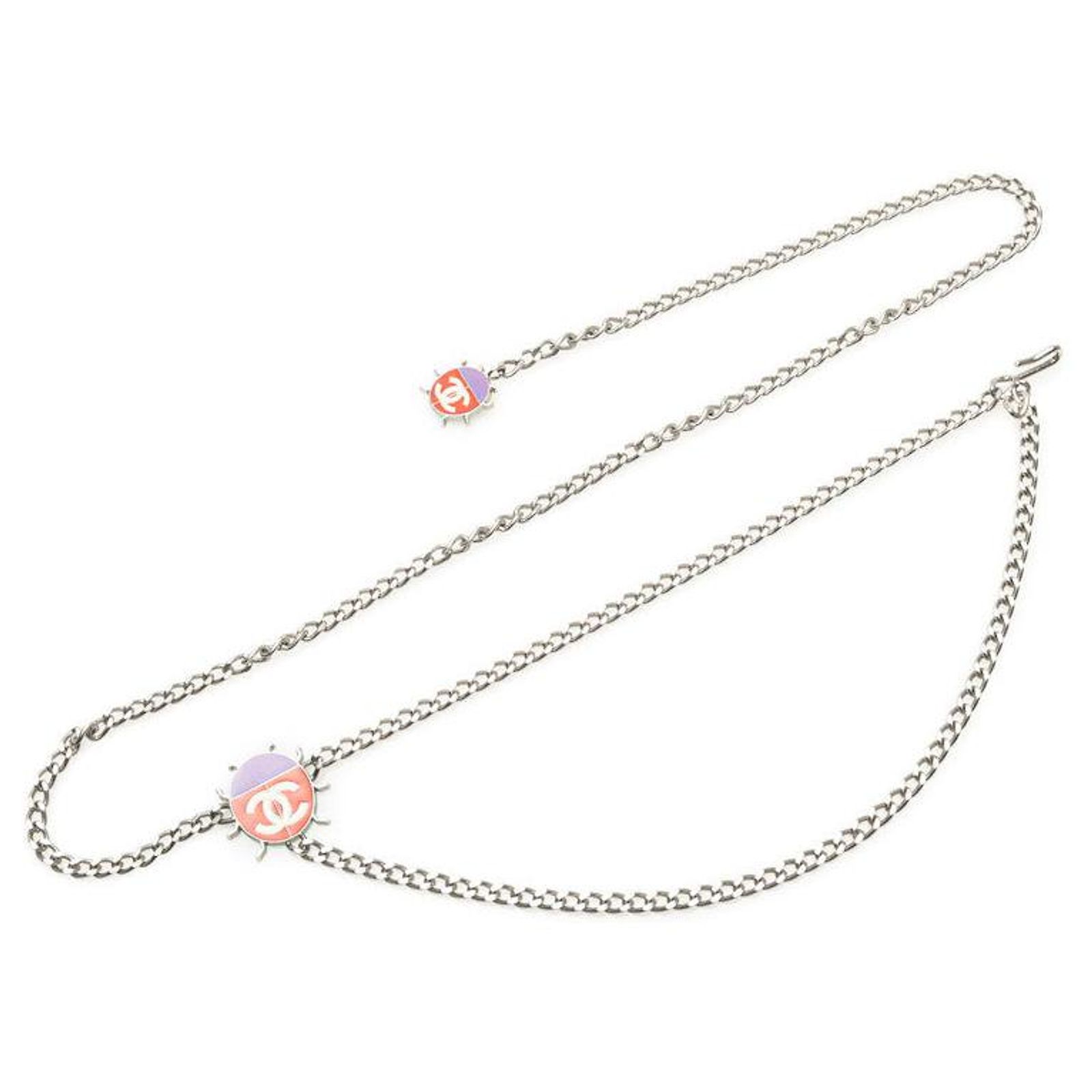 Chanel Ladybug Coco Mark Chain Belt Silver Metal Silvery  display picture 2