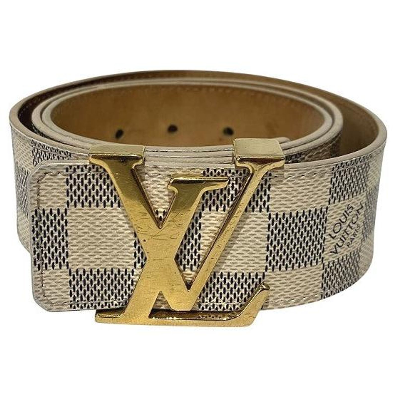 Louis Vuitton Damier Azure M9609 Belt Louis Vuitton M9609S White Damier Azur Canvas Initiales Belt  main image 3