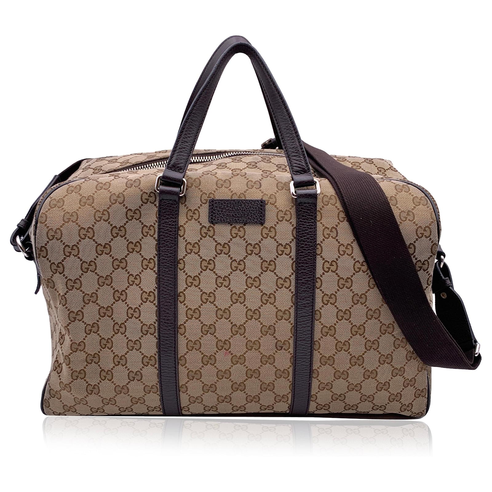 Gucci Travel Bag White Red Canvas 239930