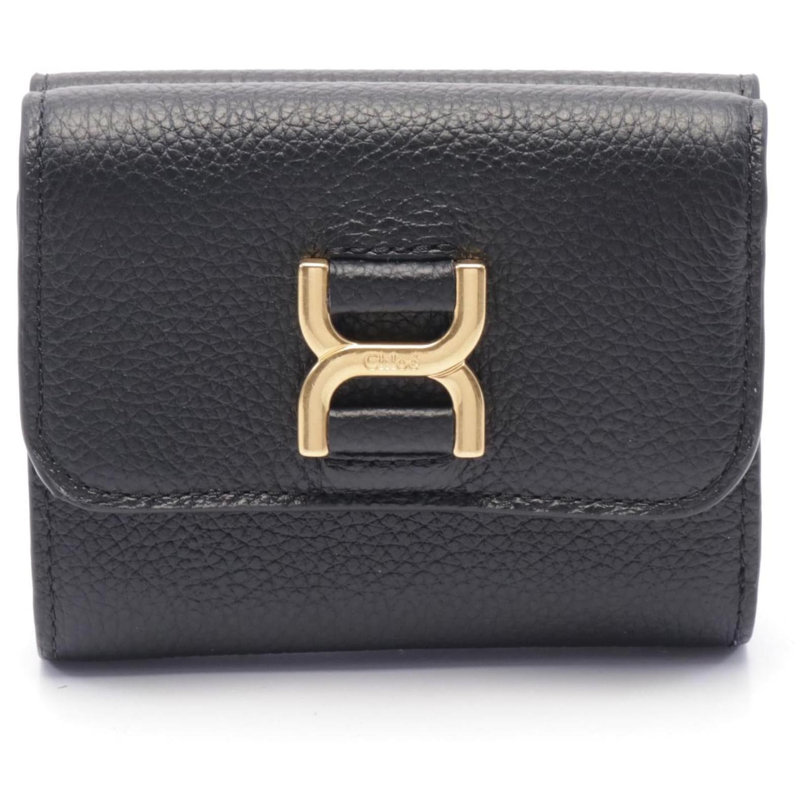 Chloé Chloe MARCIE Small Trifold Wallet Leather Wallet Black ref