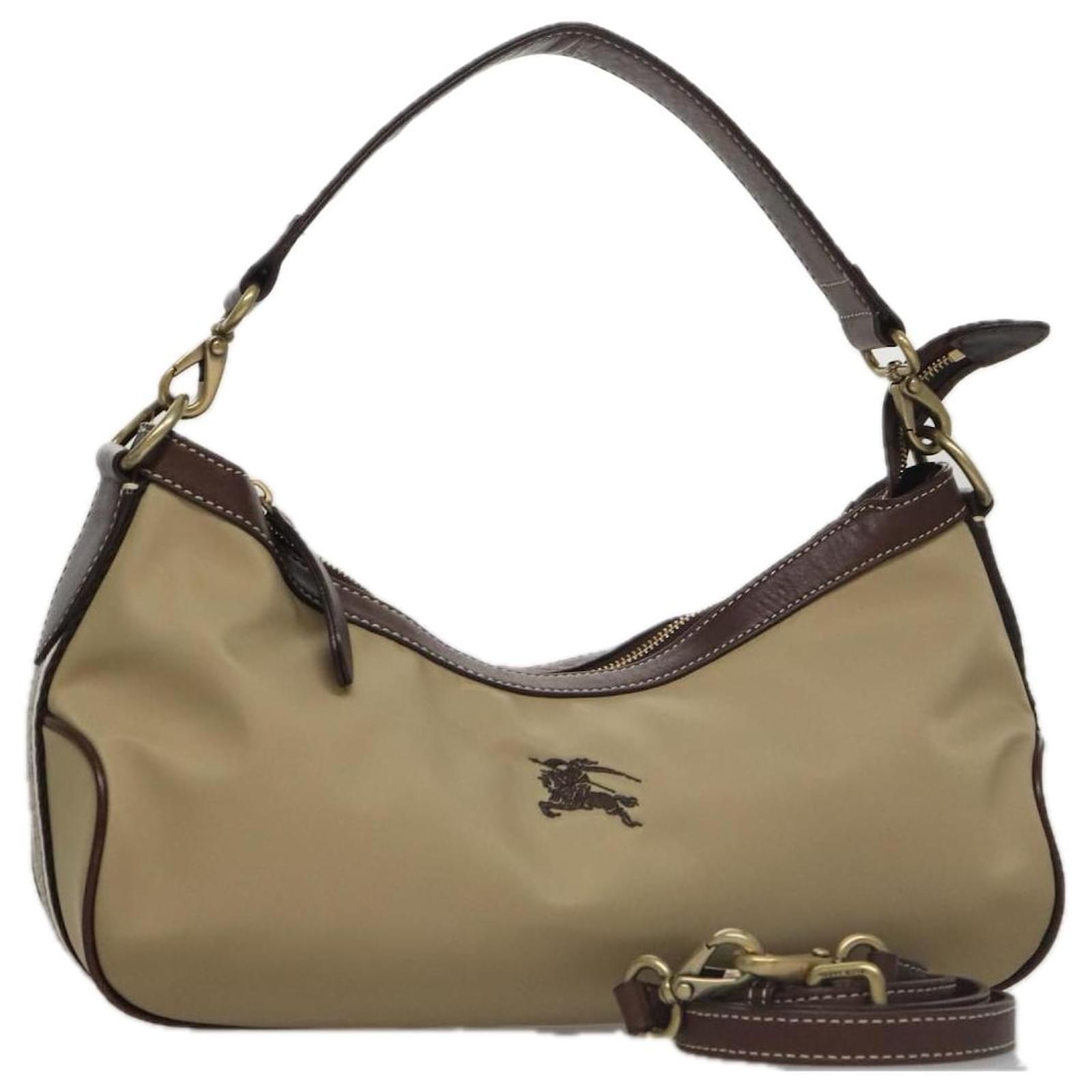 BURBERRY Blue Label Shoulder Bag Nylon Leather 2way Beige Brown  