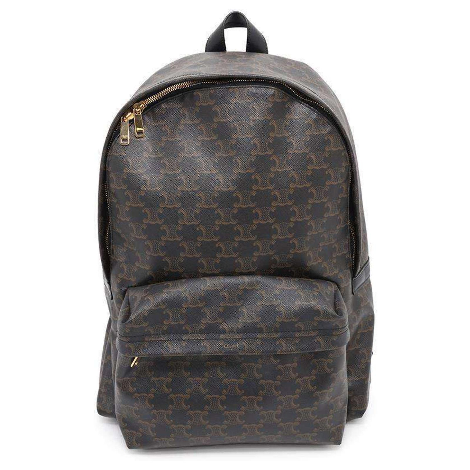 Céline Celine Triomphe Medium Leather Backpack Brown Plastic  display picture 3