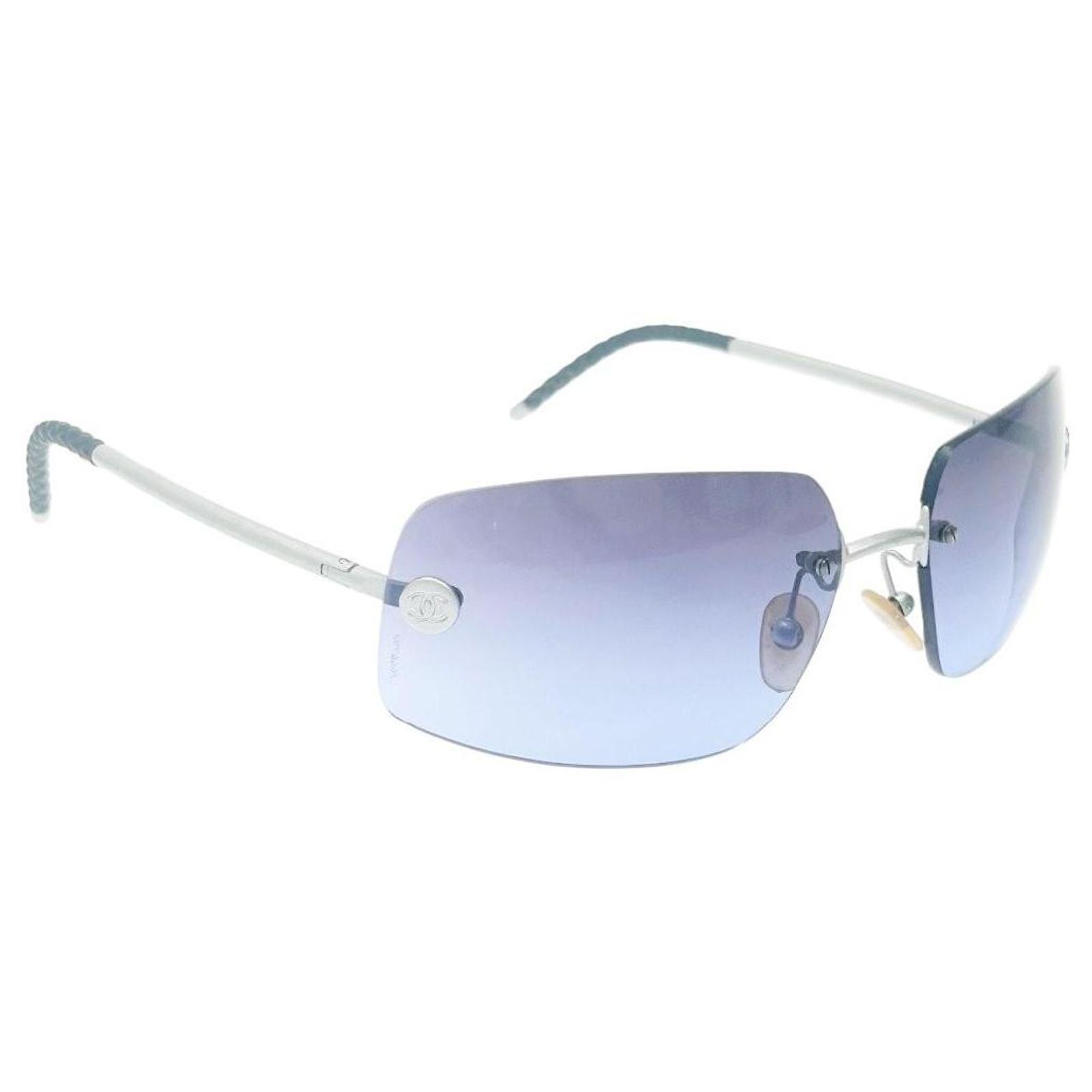 Chanel Rimless Purple Blue Violet Silver Sunglasses 4035 Silvery