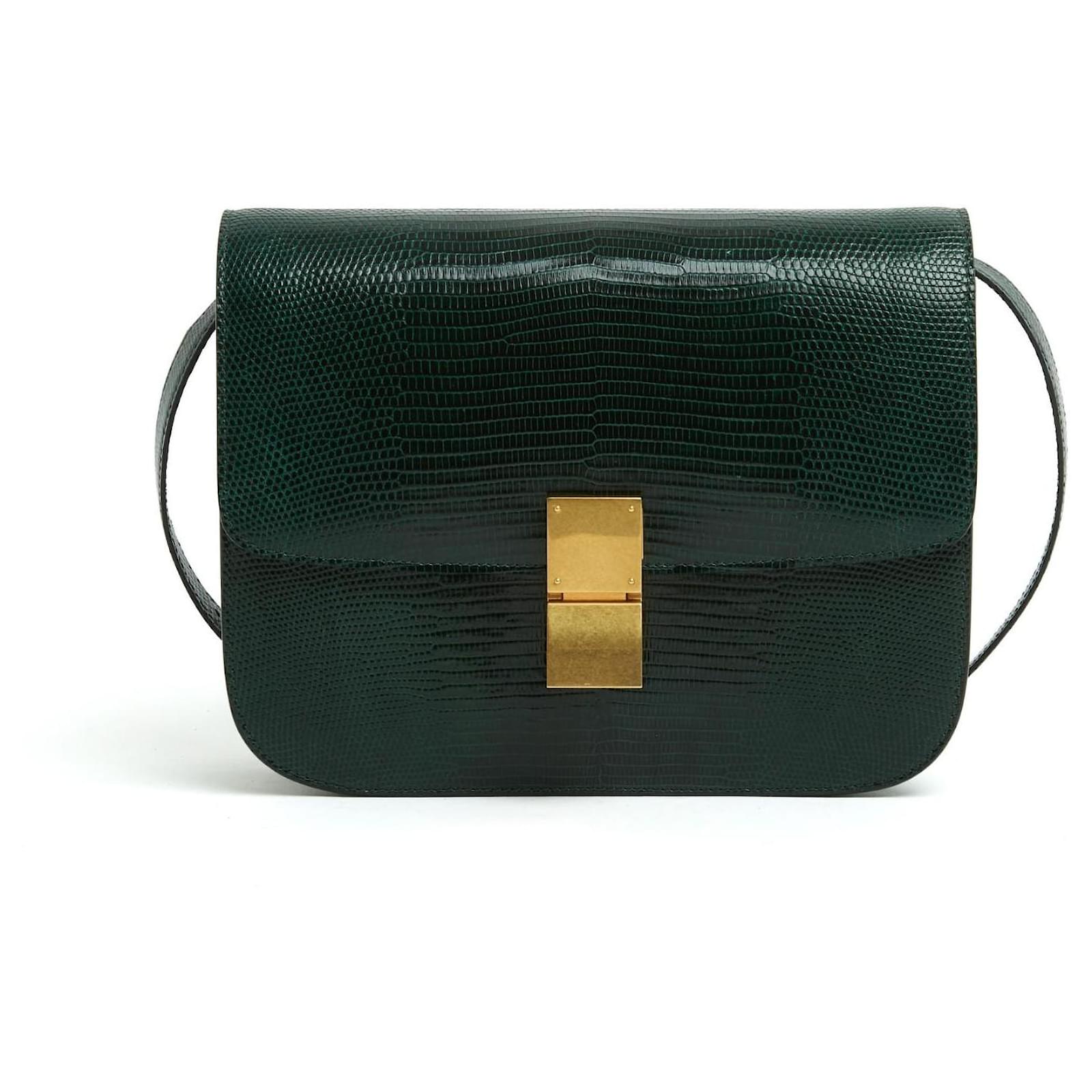Céline Sac Classic Box Precious Green Leather Shoulder Bag Phoebe