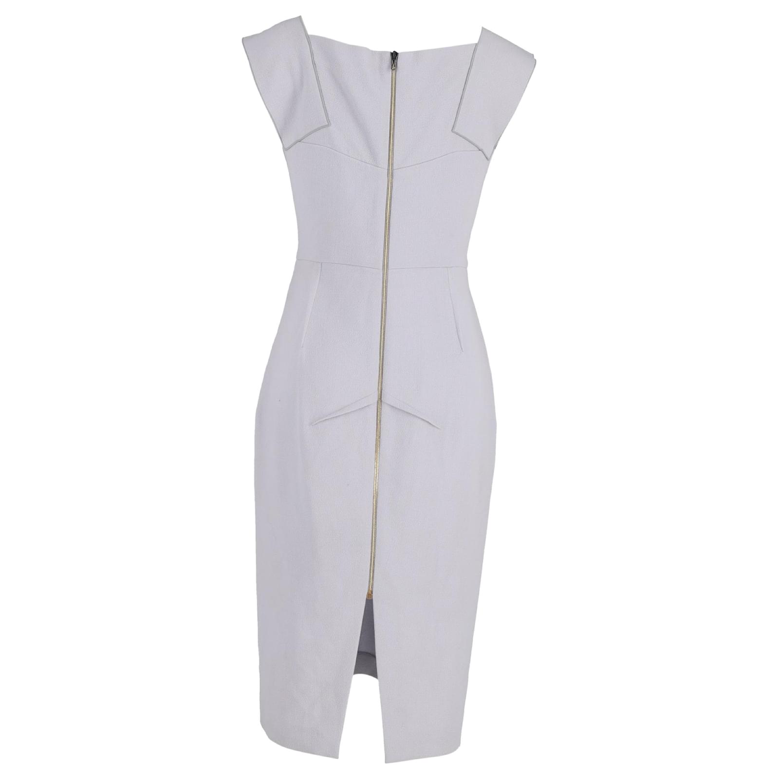 roland mouret grey dress Shoulder Drape Midi Dress in Lilac – Roland Mouret main image 1