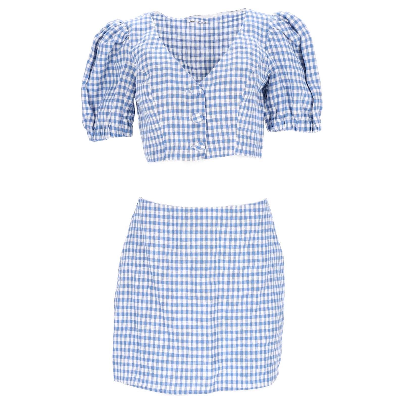 Reformation Ethel Two Piece Top and Mini Skirt Set in Light Blue Linen  ref.1946998 - Joli Closet