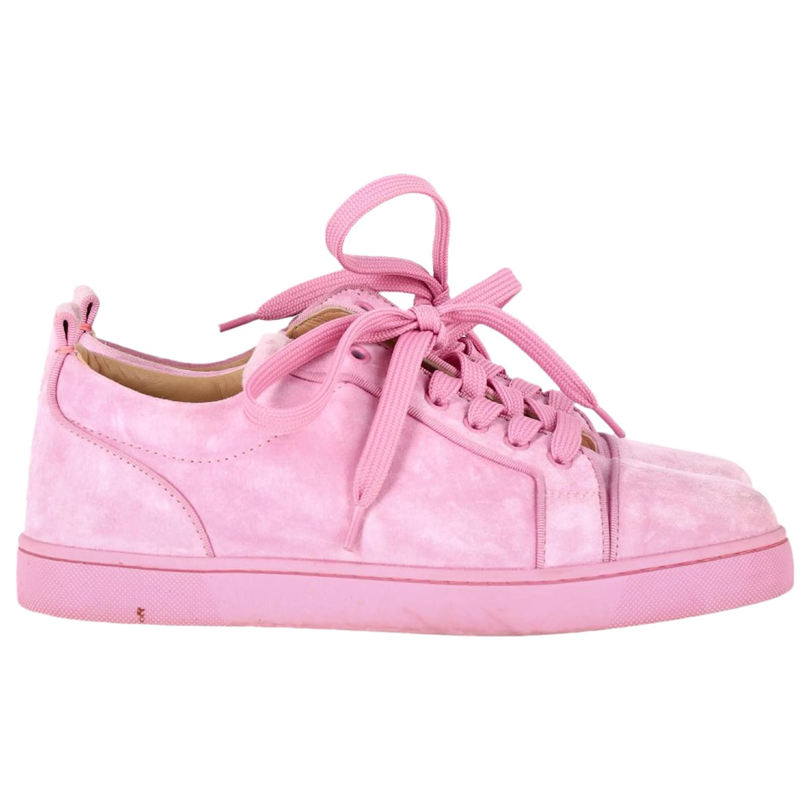 Christian Louboutin Louis Junior Orlato Lace-Up Sneakers in Pink