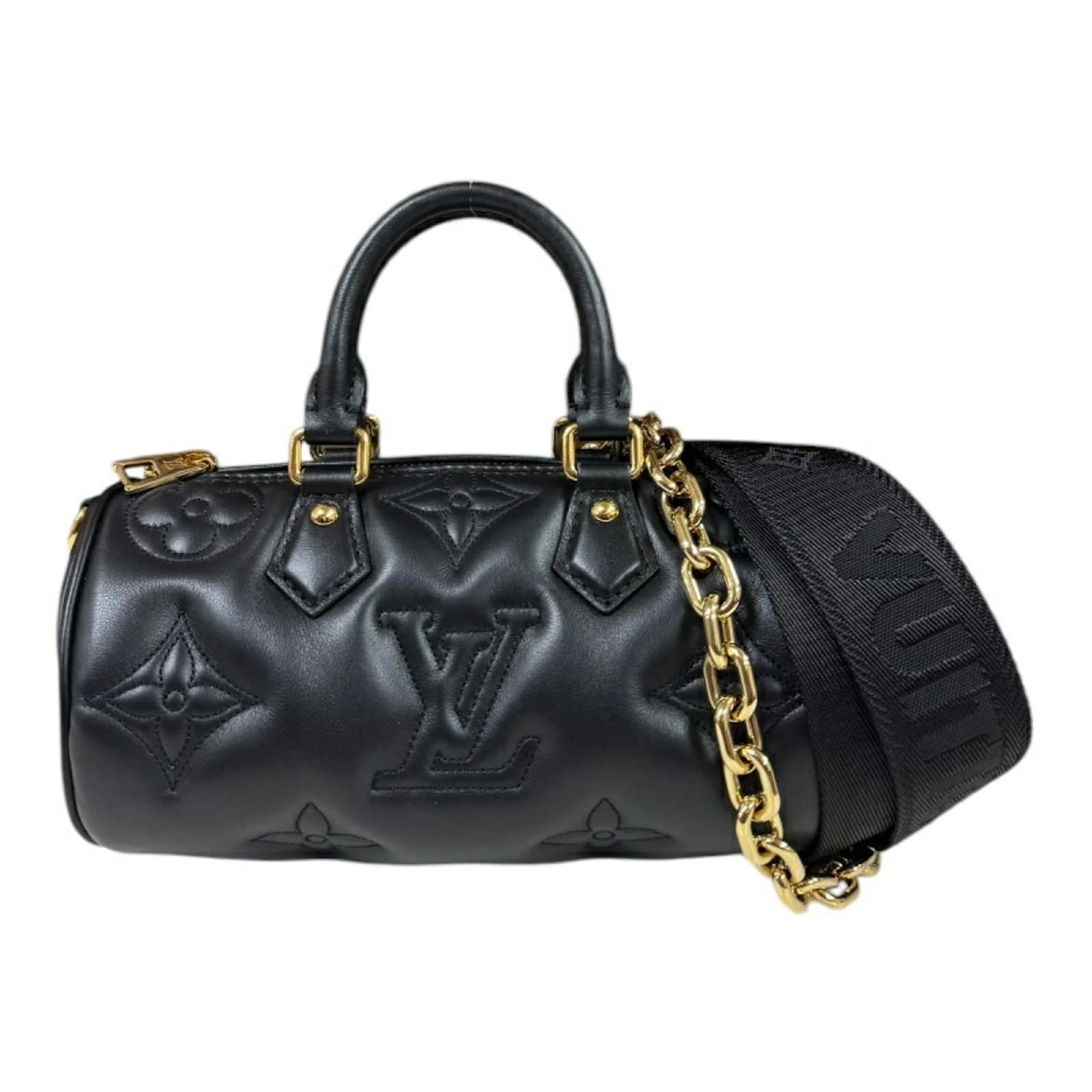 Louis Vuitton Papillon BB Bubble Gram Shoulder Bag Black