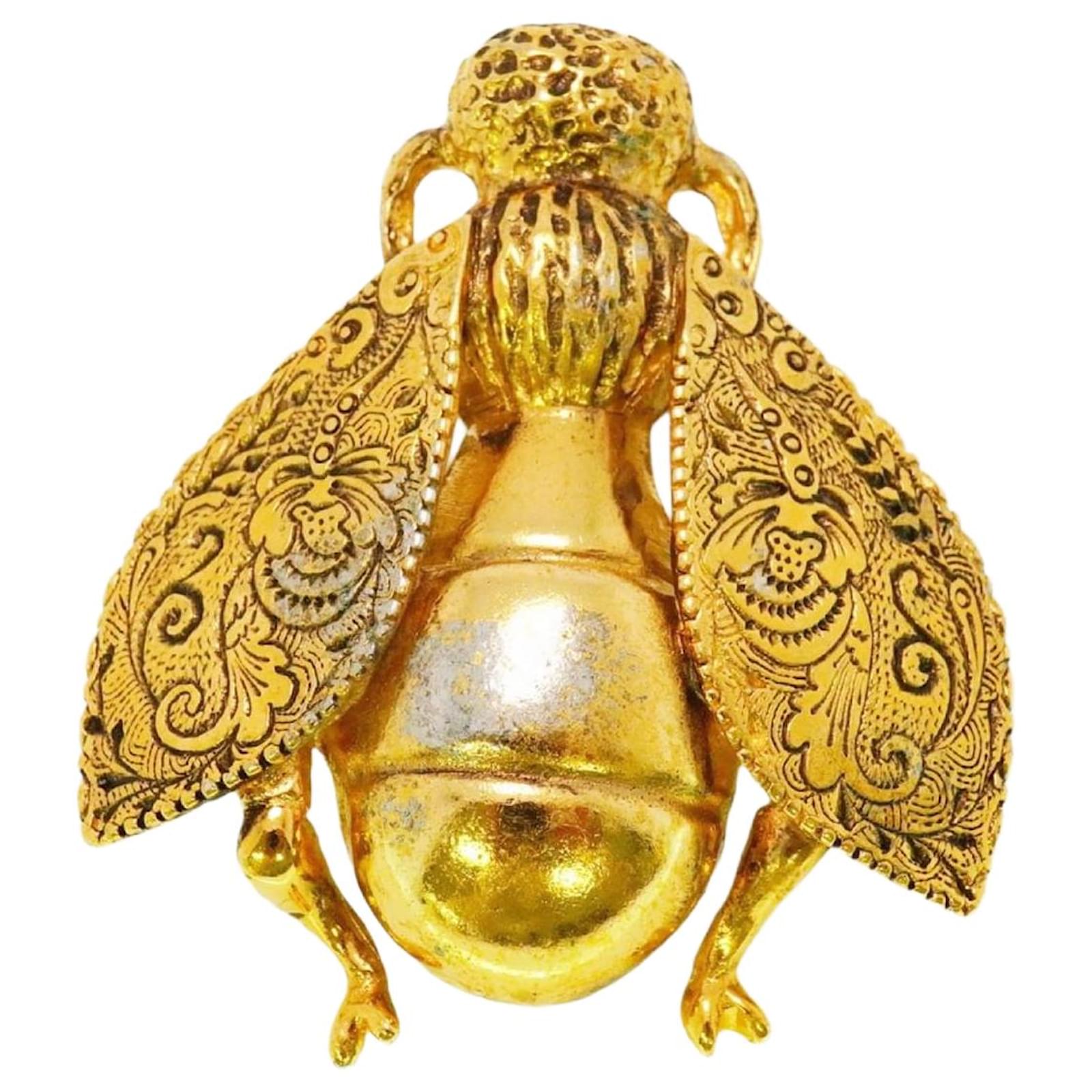 Christian Dior Gold Plated Bee Motif Brooch Golden Gold-plated ref