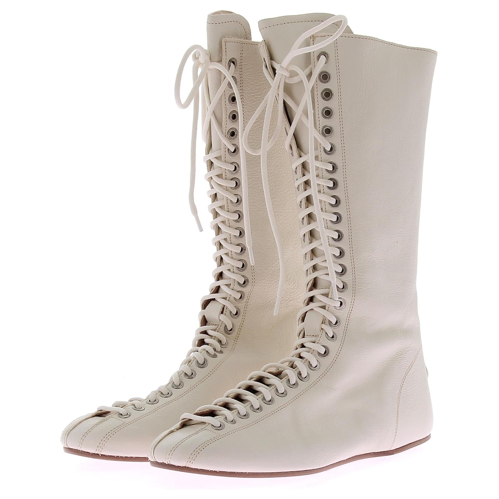 SPORTMAX Boots T.EU 38 Leather White ref.1962805 - Joli Closet