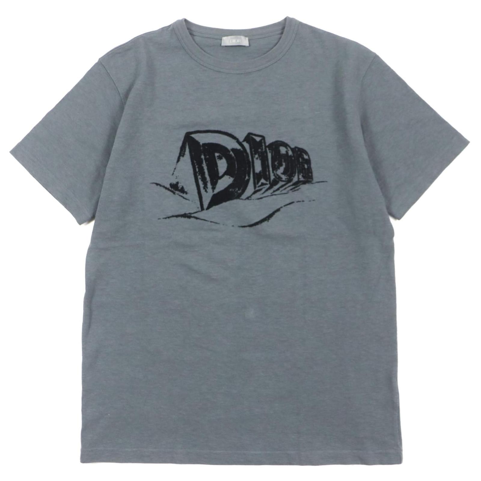 Dior Slub Cotton Jersey T-Shirt Gray S Brown ref.1966129 - Joli Closet