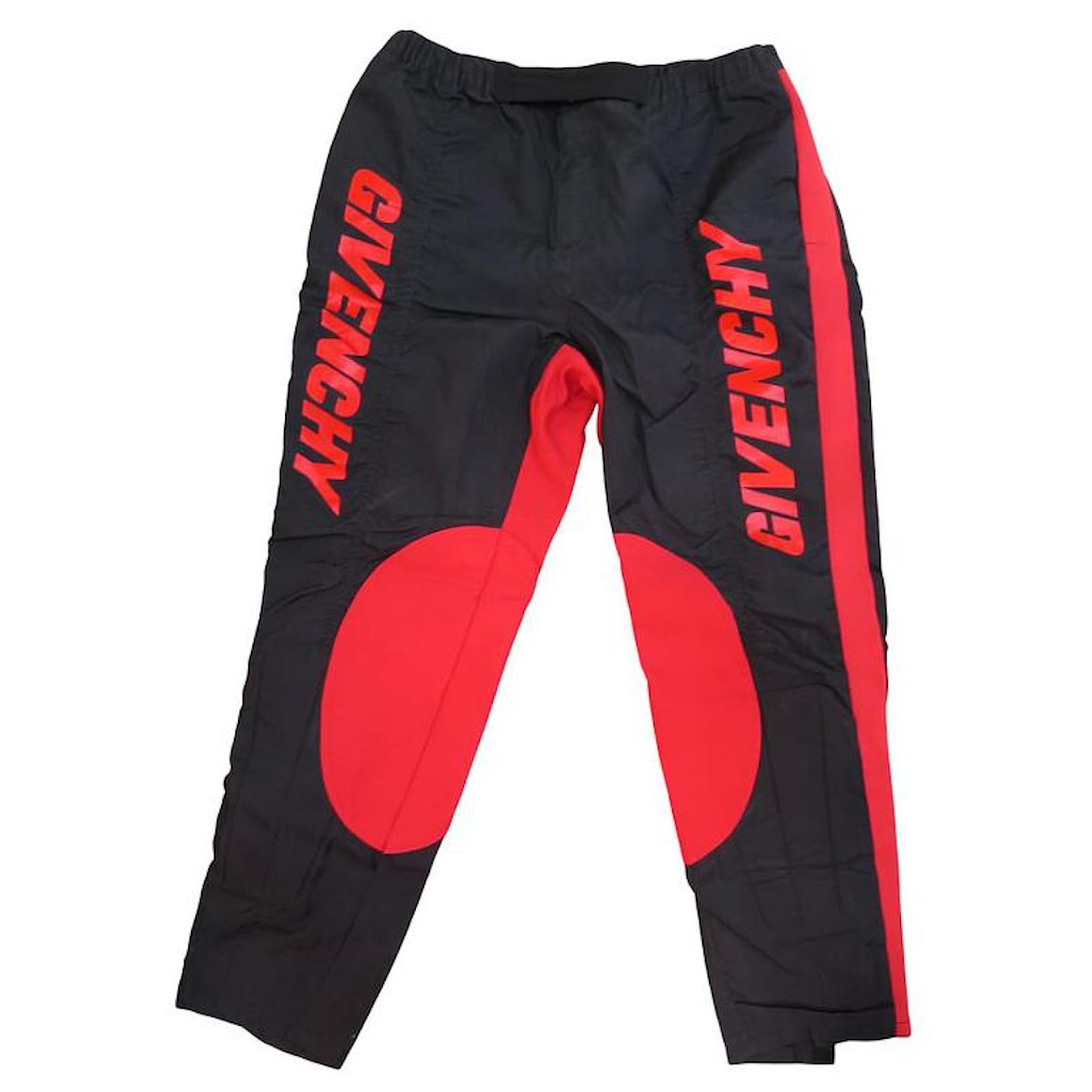 GIVENCHY BIKER LOGO PANTS BM507Q10PW L 46 FR 50 IT RED BLACK