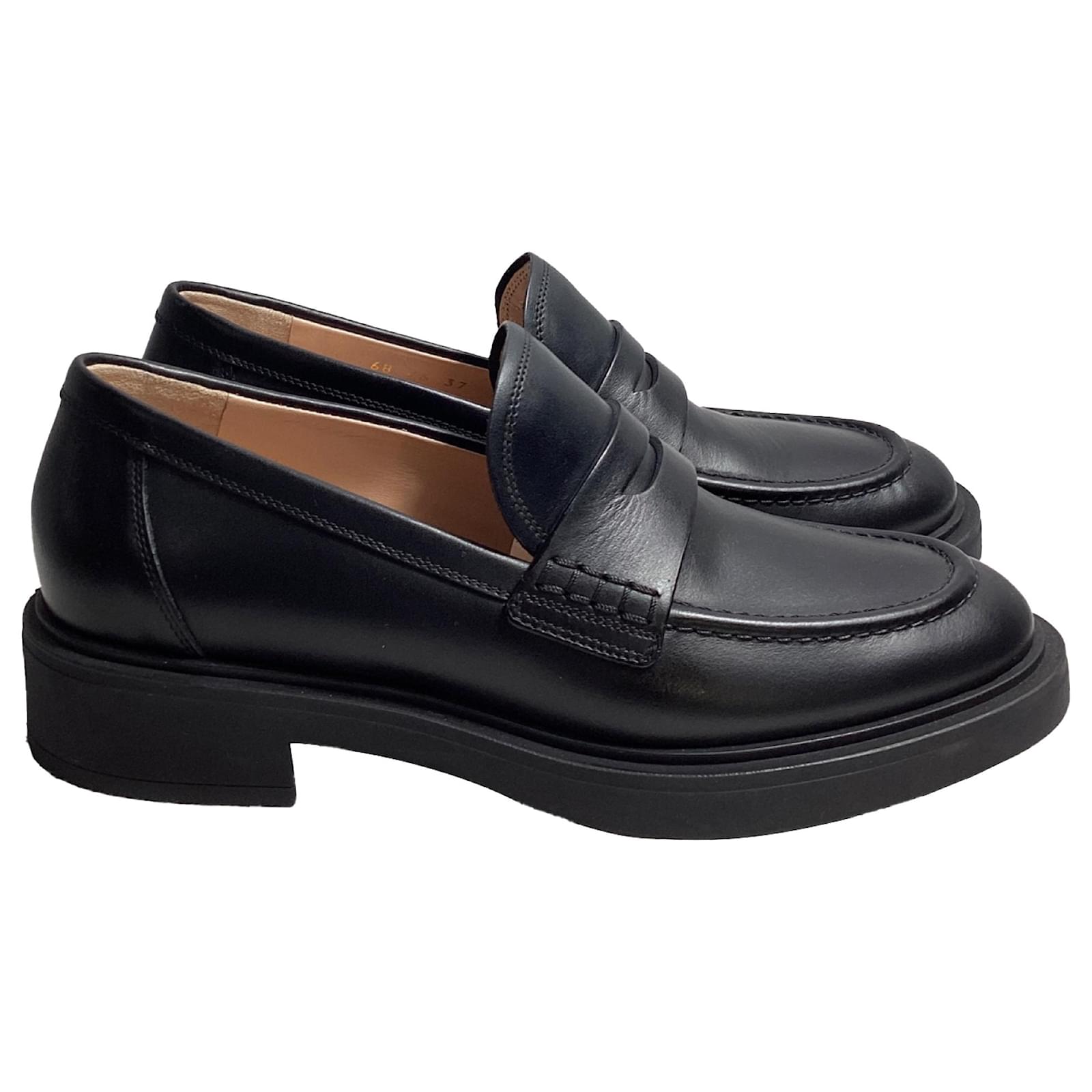 【送料&関税込】Gianvito Rossi harris Loafers Gianvito Rossi Harris polished-leather Penny Loafers | Black