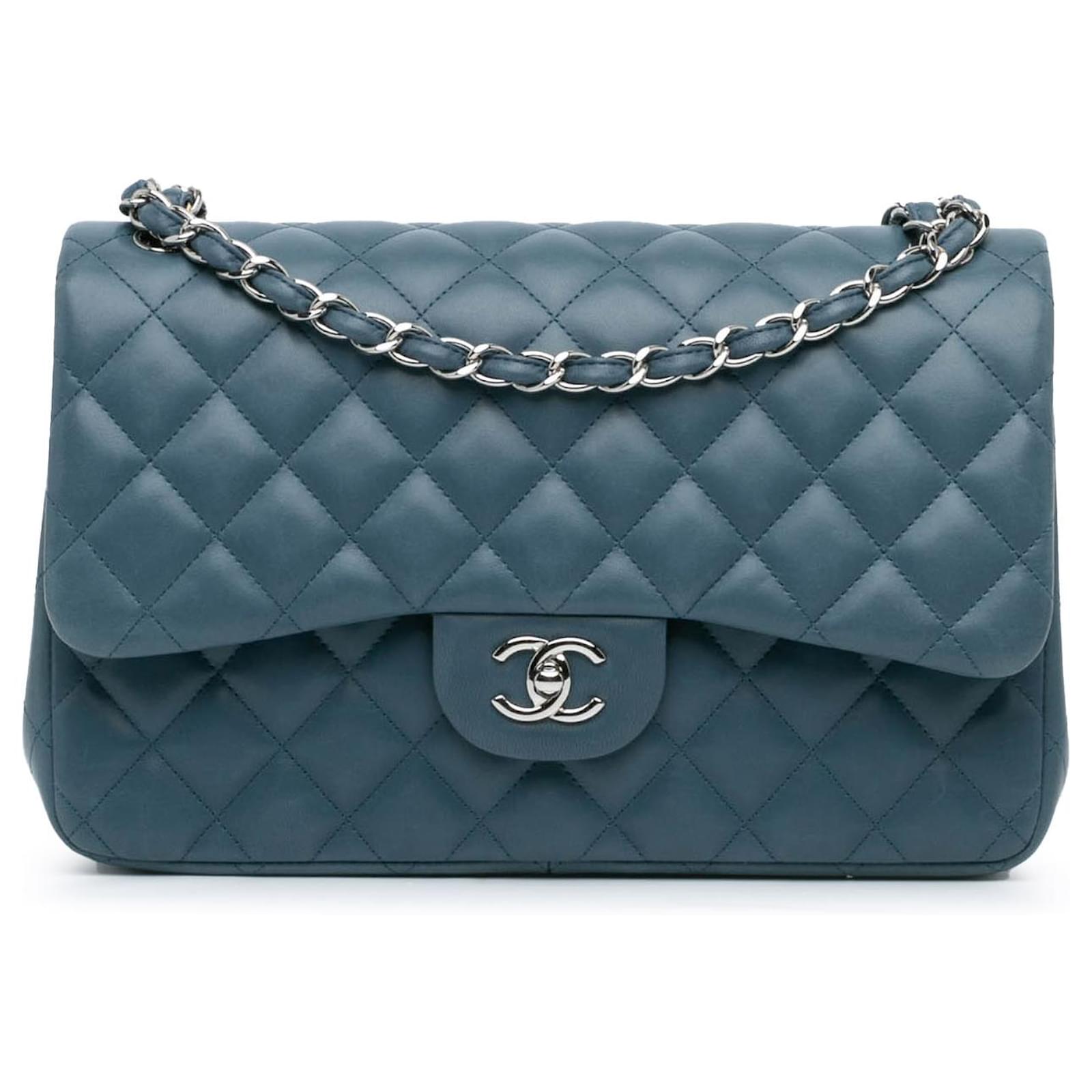 Chanel Blue Jumbo Classic Lambskin Double Flap Leather ref.1980045 ...