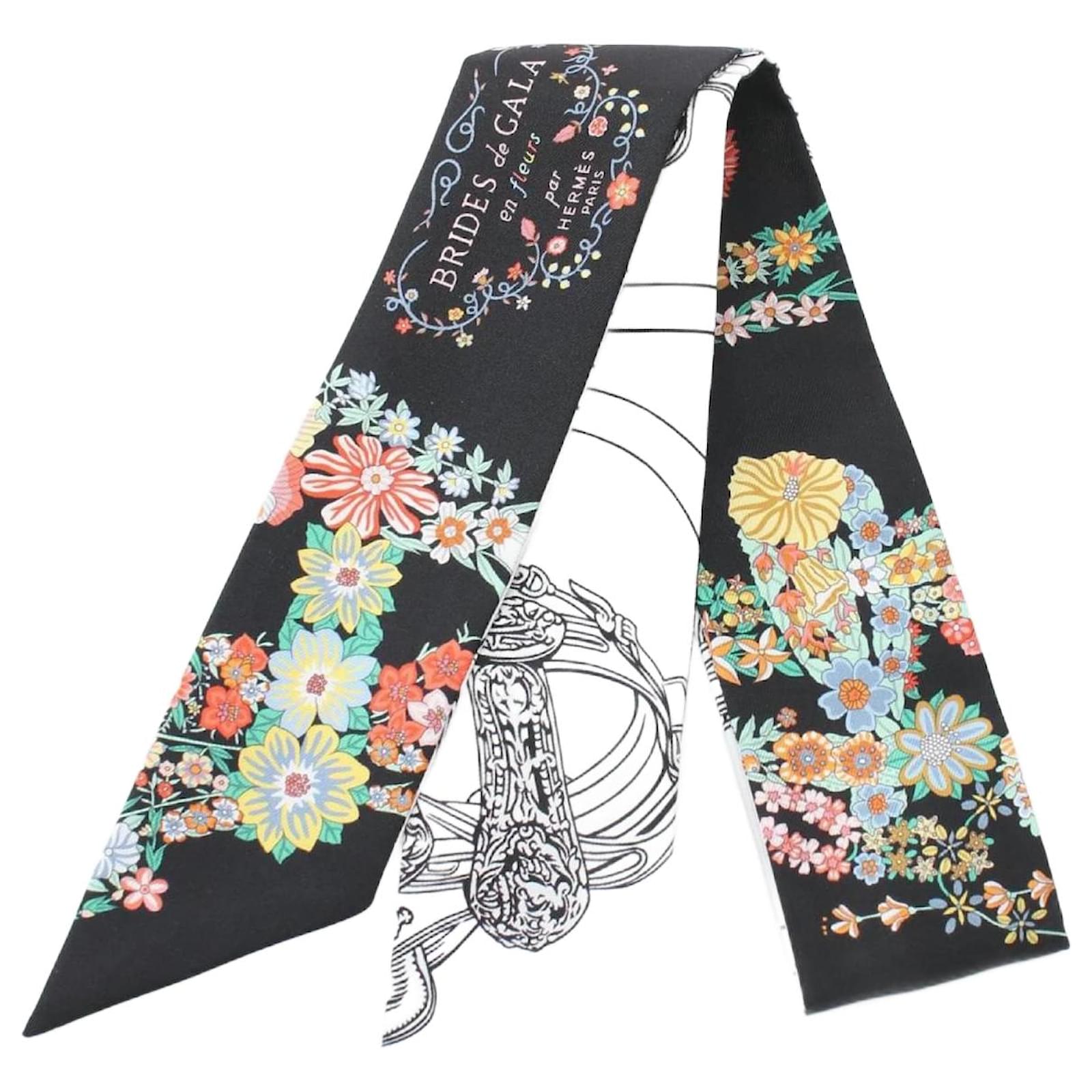 Hermès Hermes Twilly Brides de Gala en Fleurs Silk Scarf