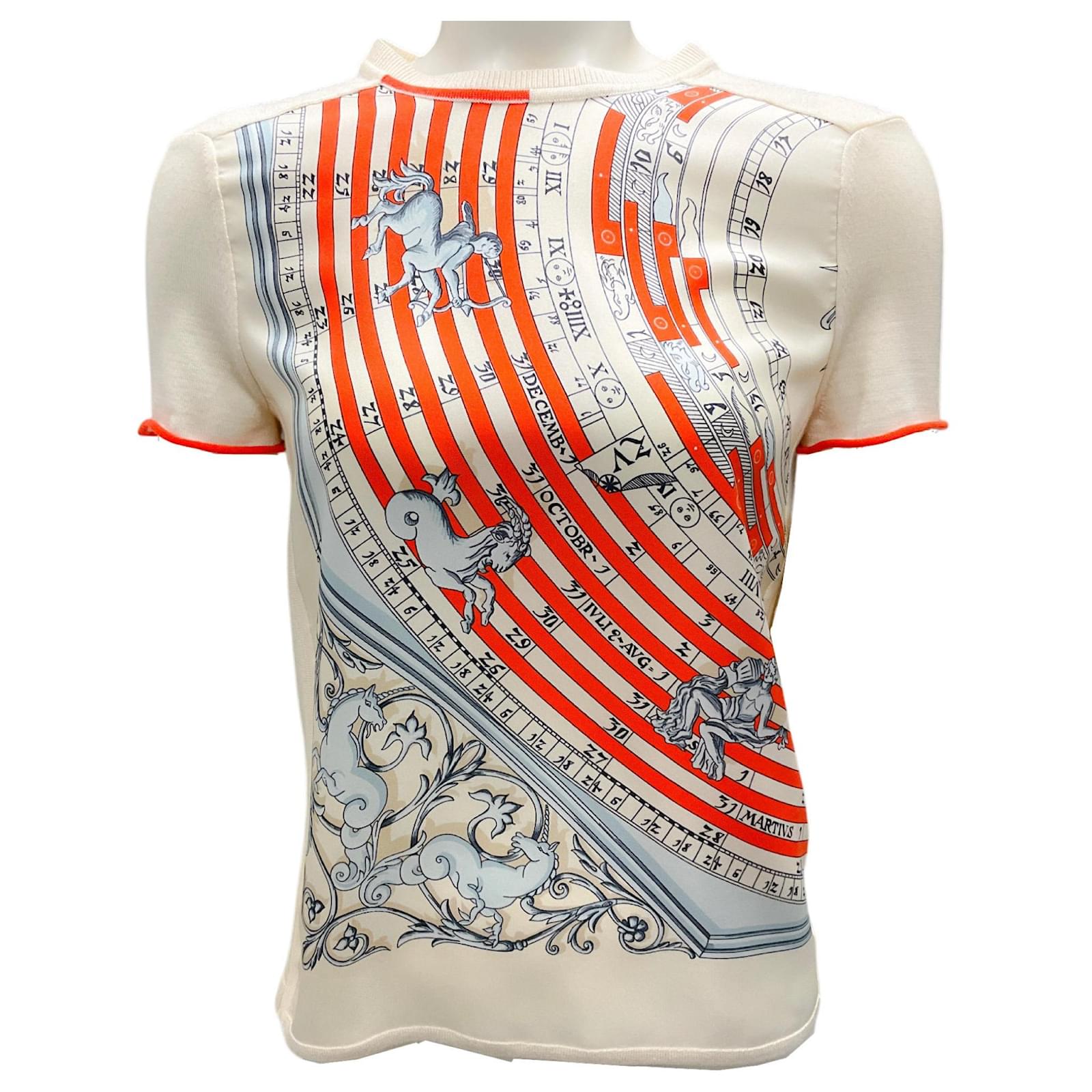 Hermès Pull en tricot à manches courtes imprimé écharpe Hermes