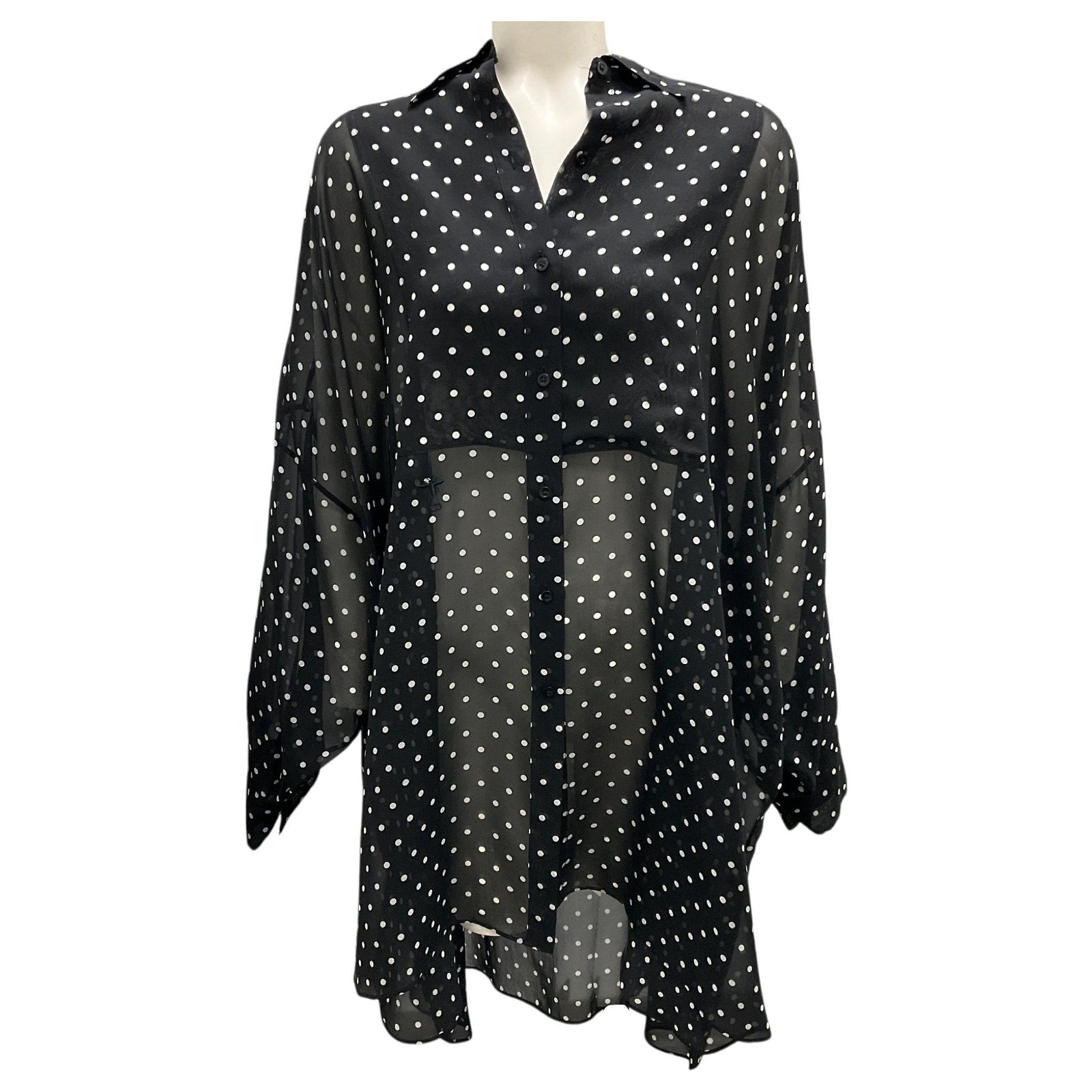 Christian Dior Black / White Oversized Sheer Polka Dot Print 