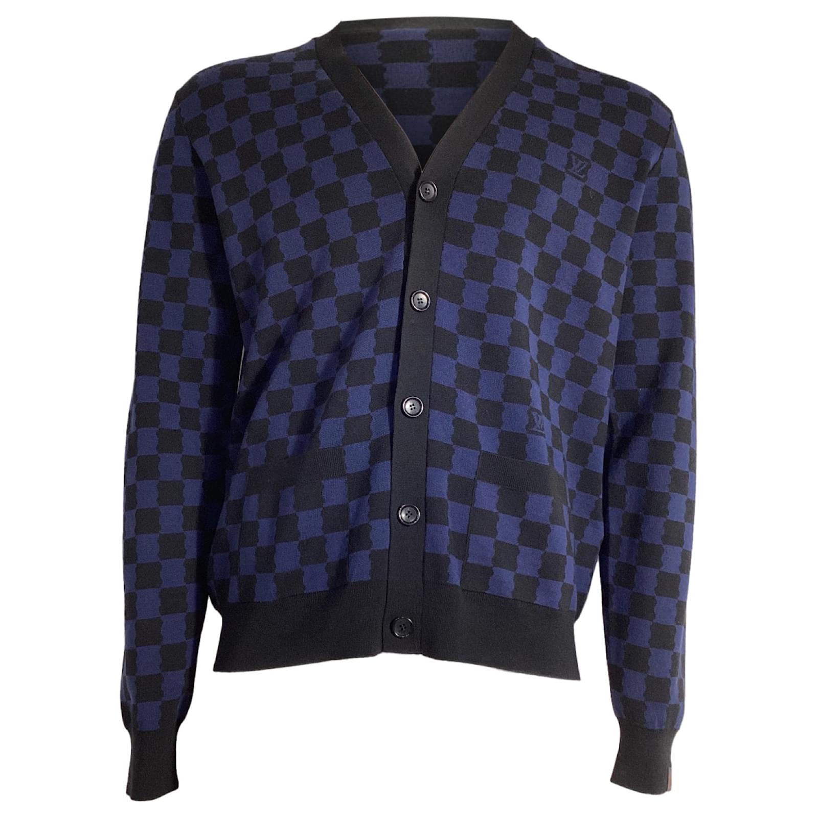 LOUIS VUITTON チェック柄セーター ネイビー LOUIS VUITTON チェック柄セーター ネイビー
