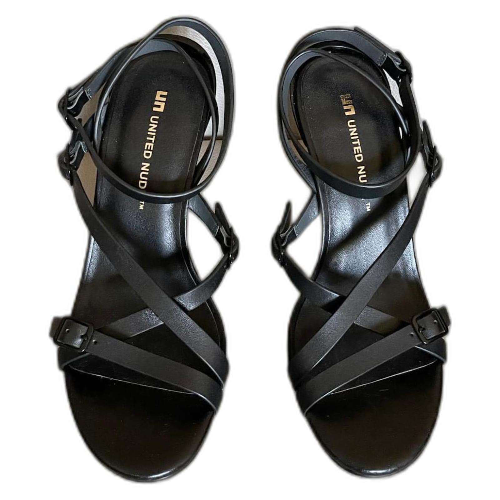 Black leather sandals Sia Strappy Hi Black United Nude size