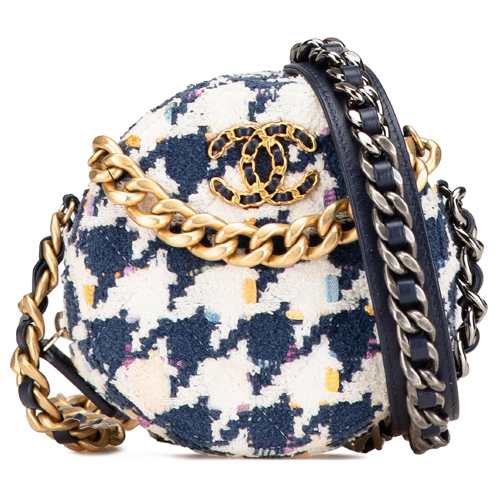 Chanel 26 Woven Clutch 19 White Beige Canvas